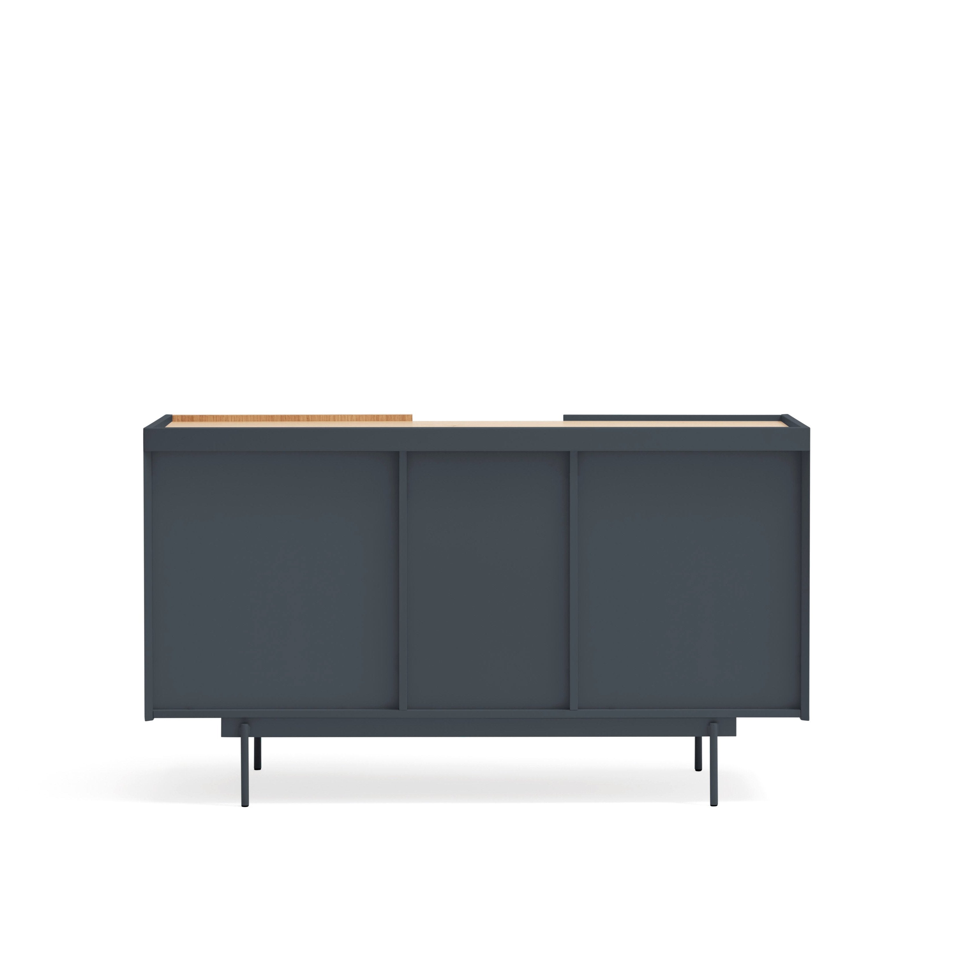 Buffet 2 portes 3 tiroirs 135x78 cm Otto en bois chêne gris anthracite