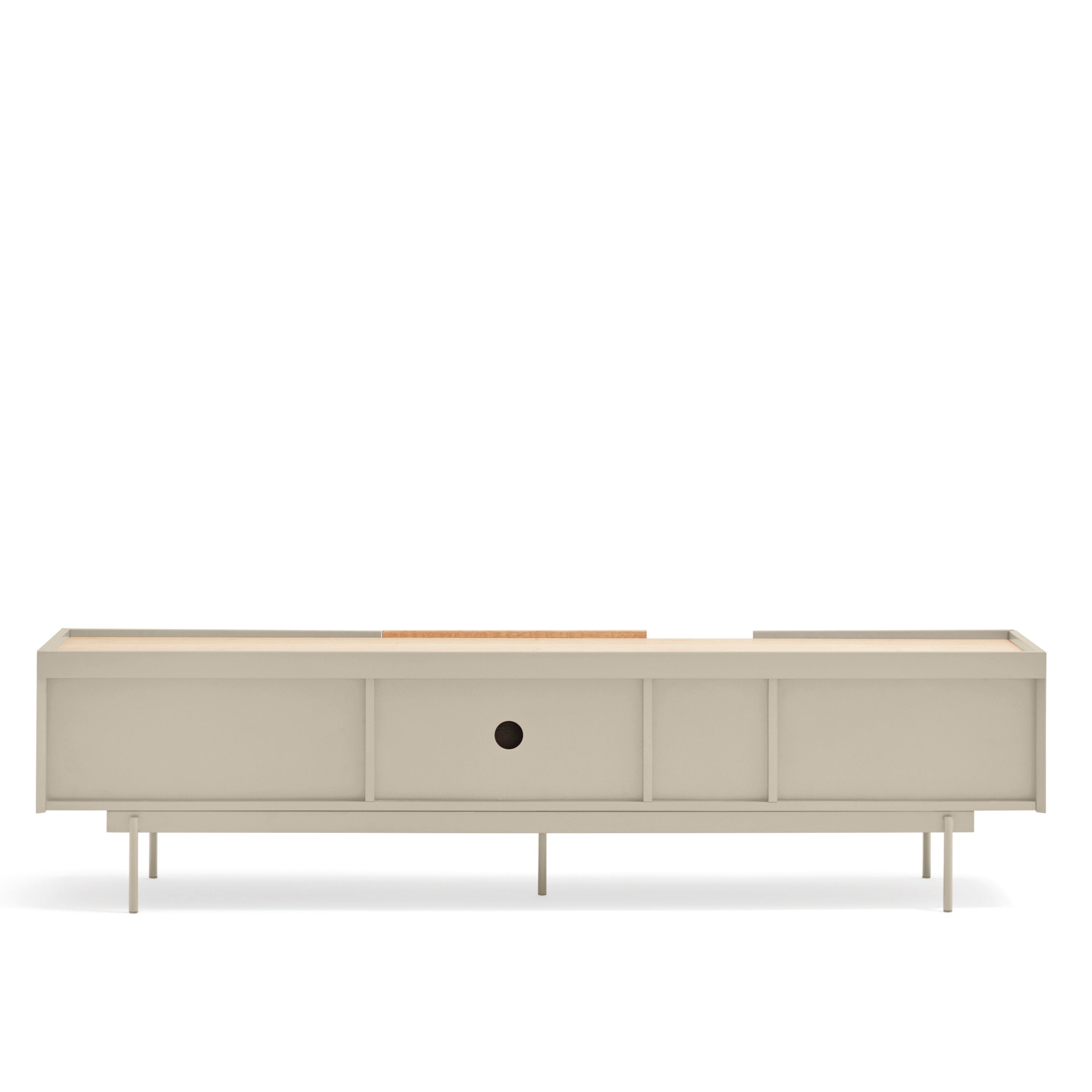 Meuble TV 2 portes 2 tiroirs 180x45 cm Otto en bois chêne et cachemire