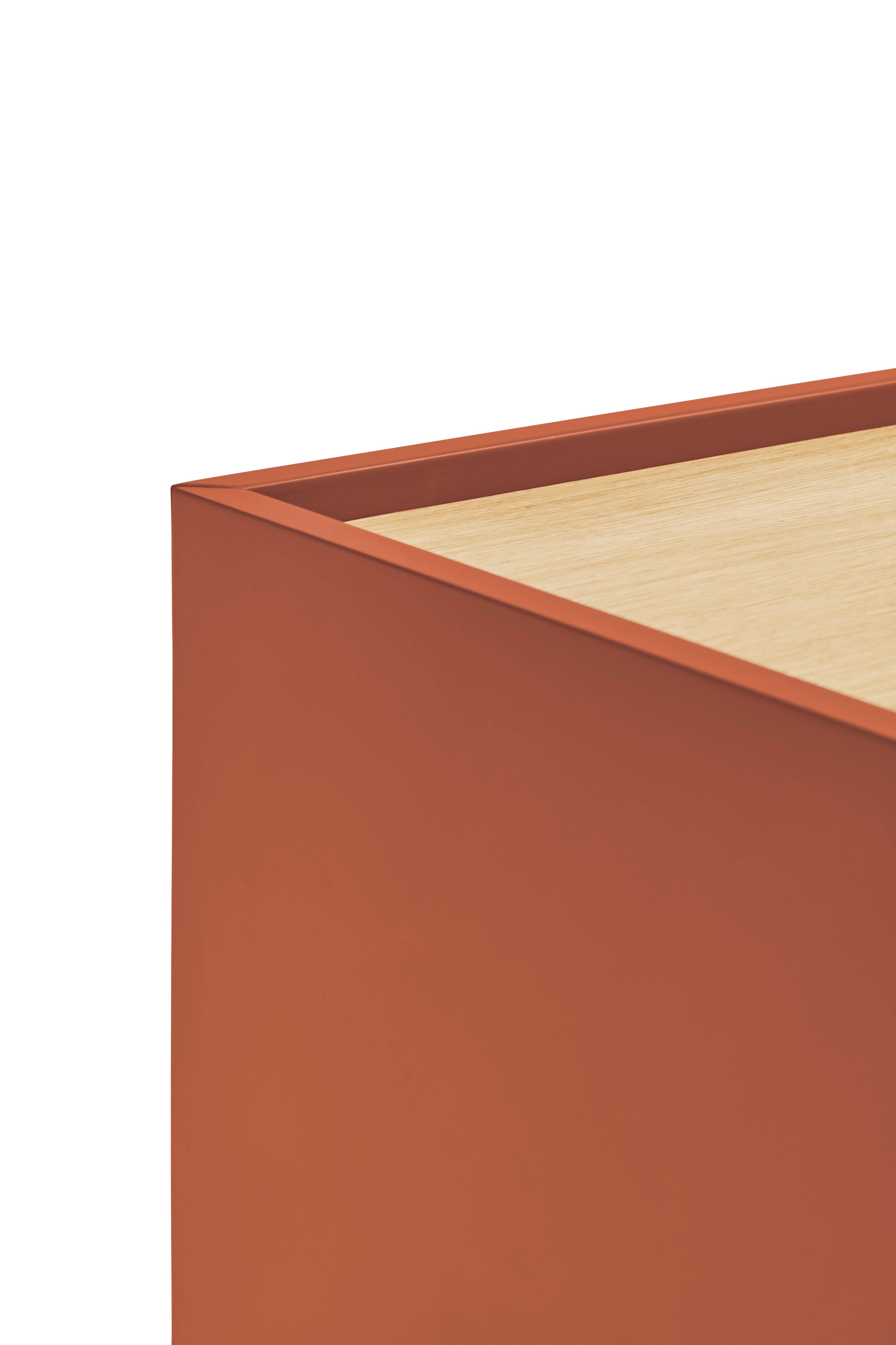 Meuble TV 2 portes 2 tiroirs 180x45 cm Otto en bois de chêne et terre cuite