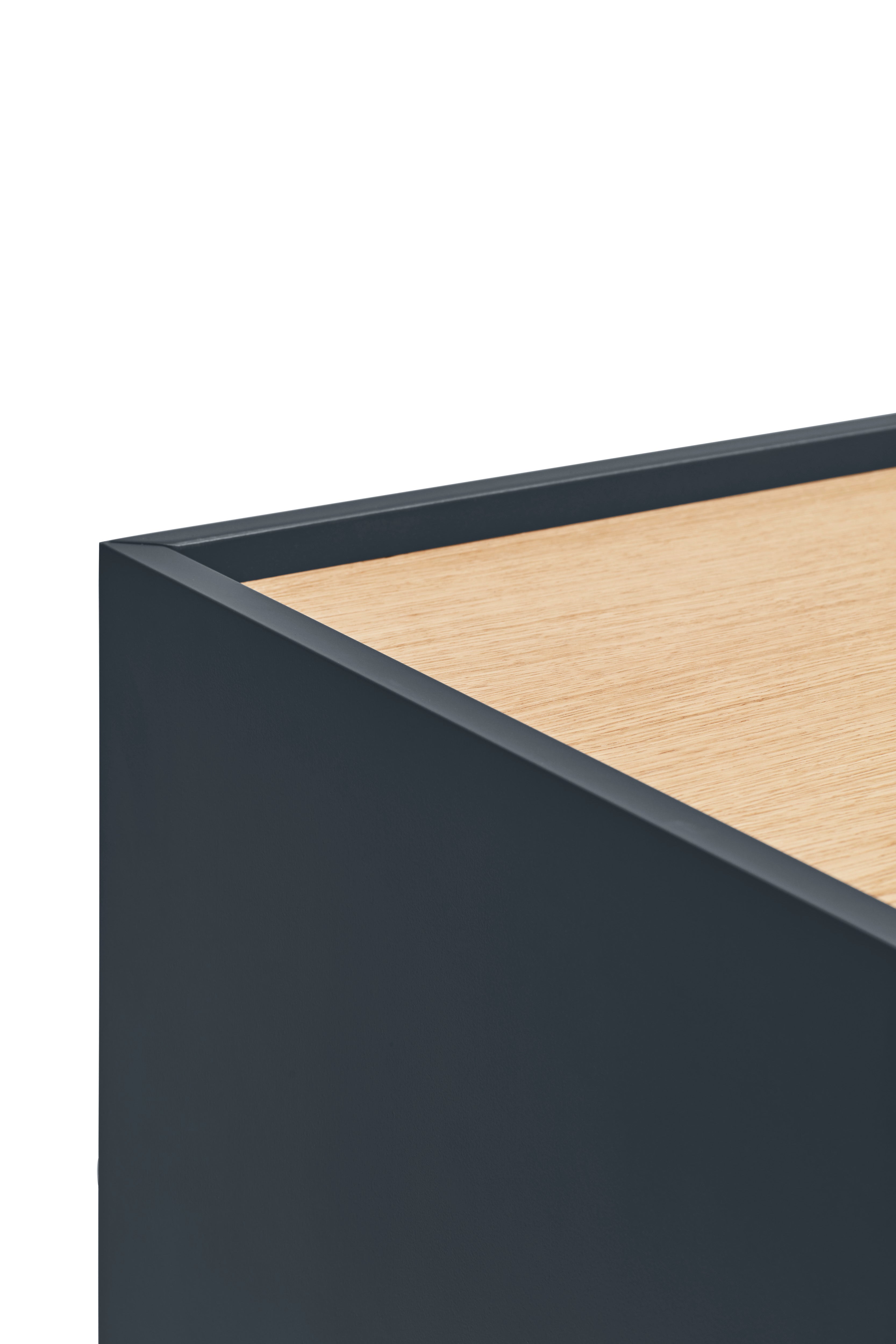 Meuble TV 2 portes 2 tiroirs 180x45 cm Otto en bois de chêne gris anthracite