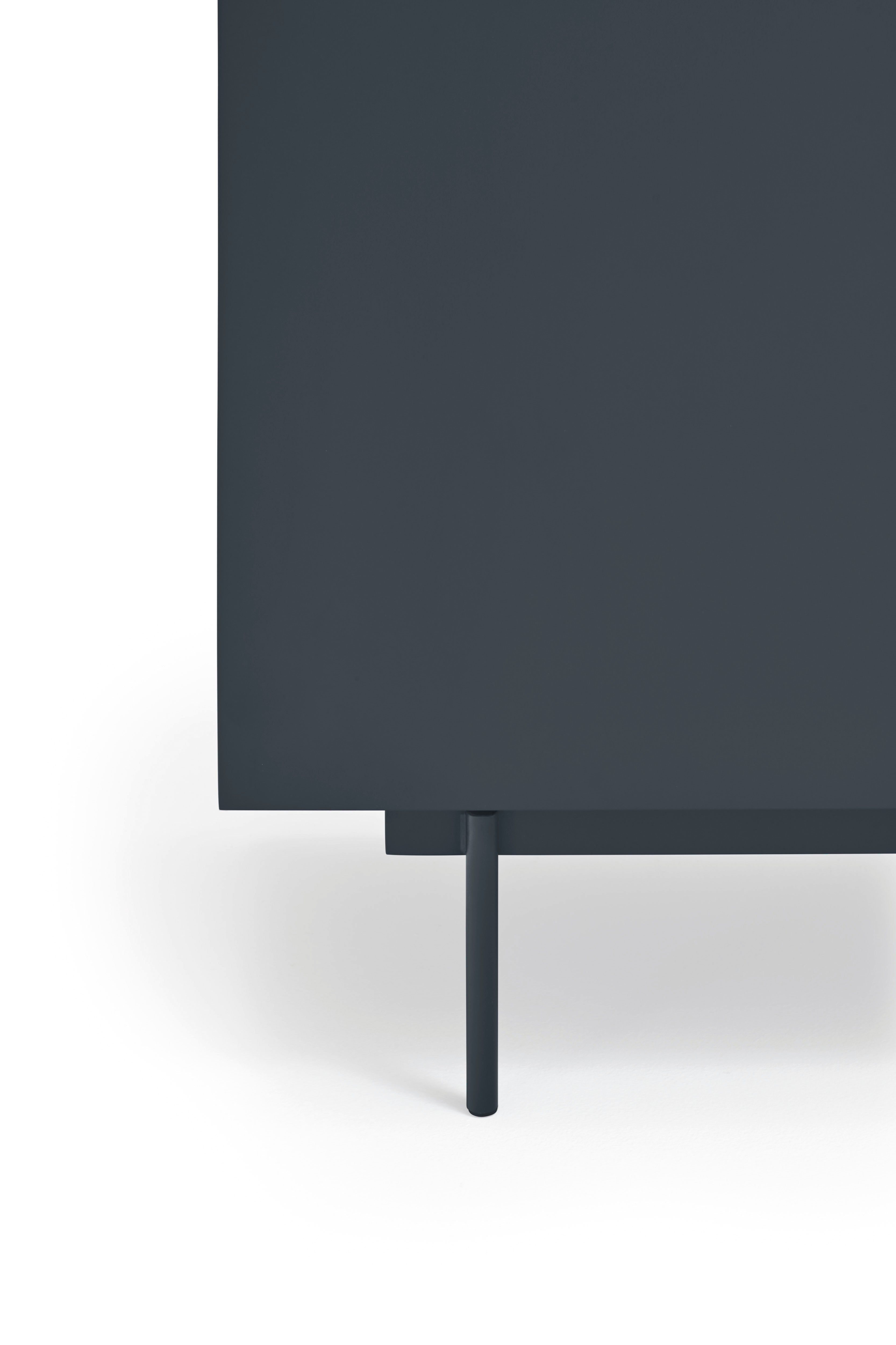 Meuble TV 2 portes 2 tiroirs 180x45 cm Otto en bois de chêne gris anthracite