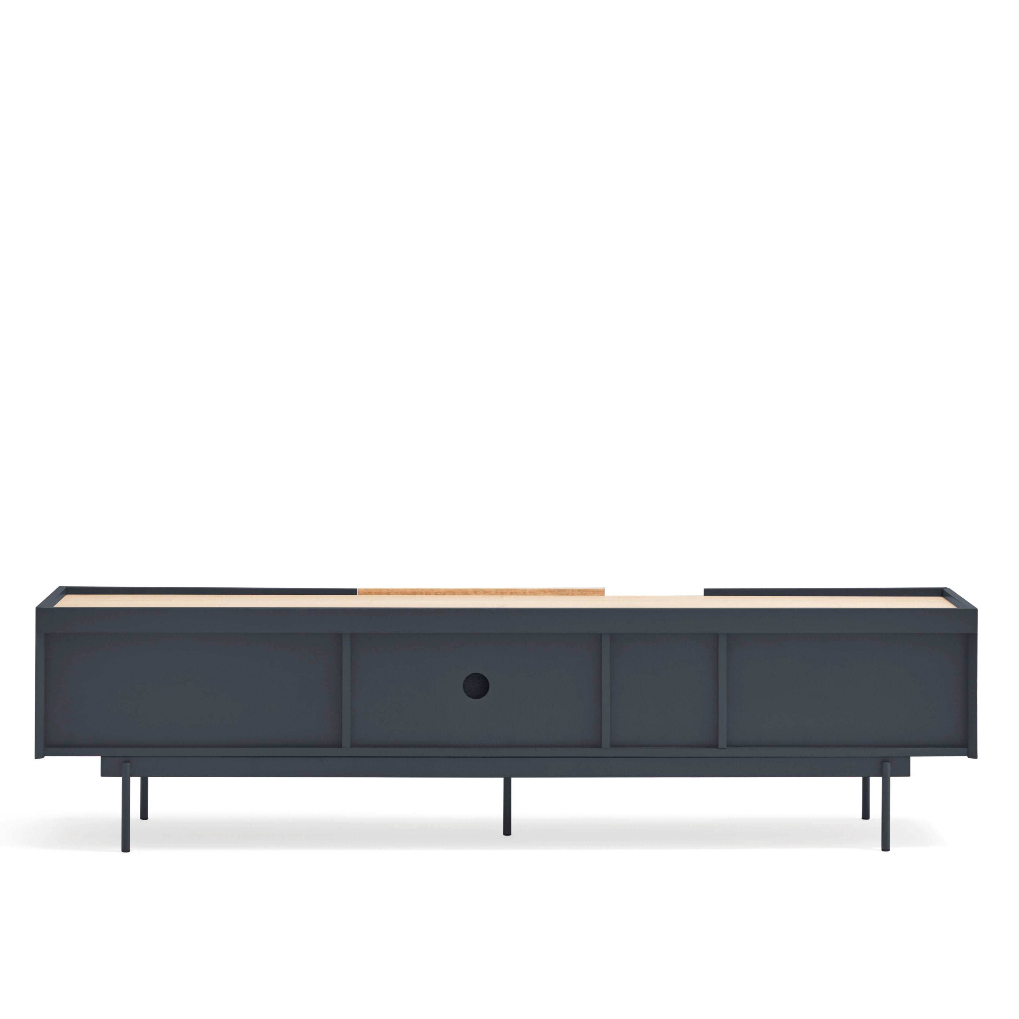Meuble TV 2 portes 2 tiroirs 180x45 cm Otto en bois de chêne gris anthracite