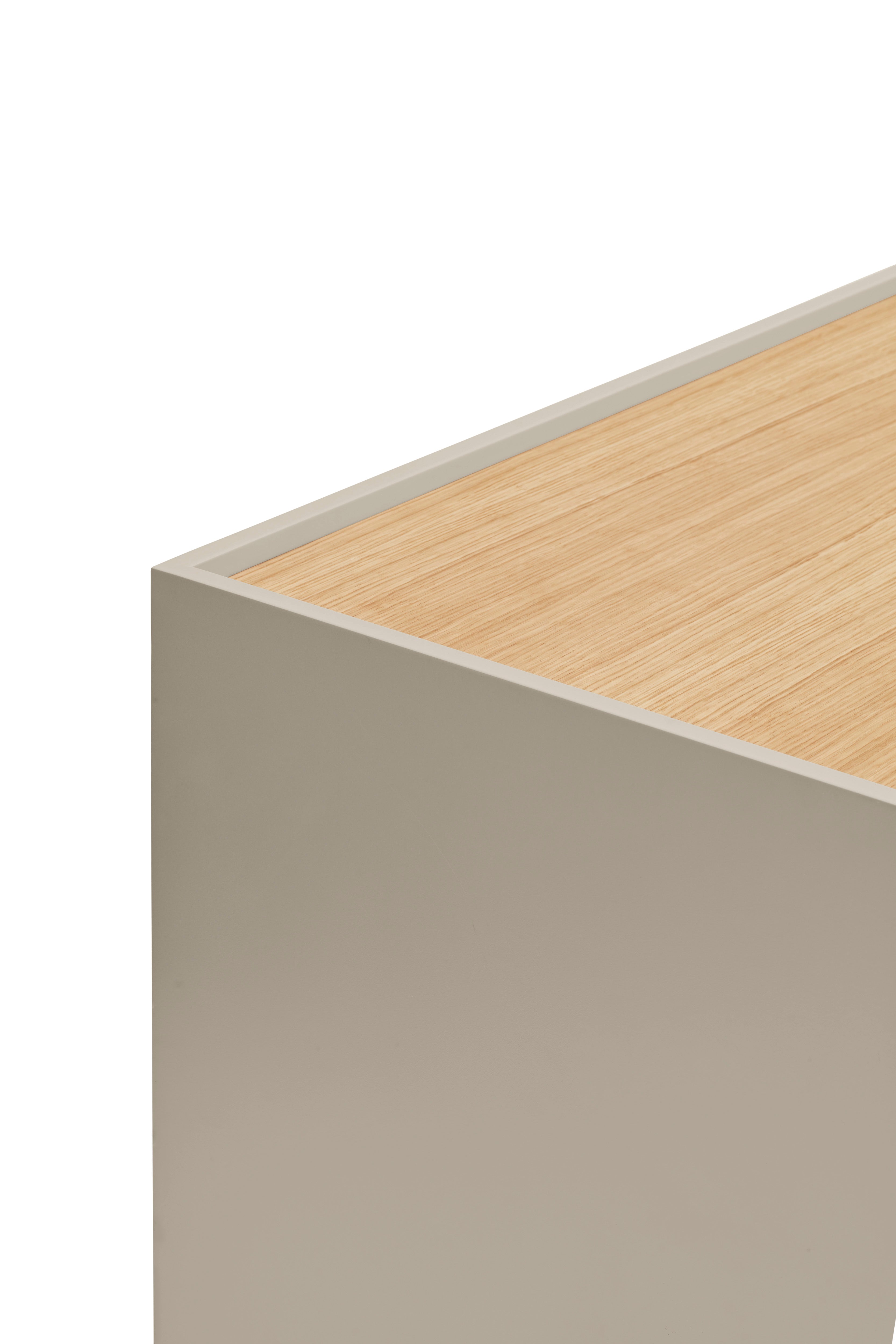 Buffet 2 portes 2 tiroirs 100x120 cm Otto de Teulat en bois de chêne et cachemire