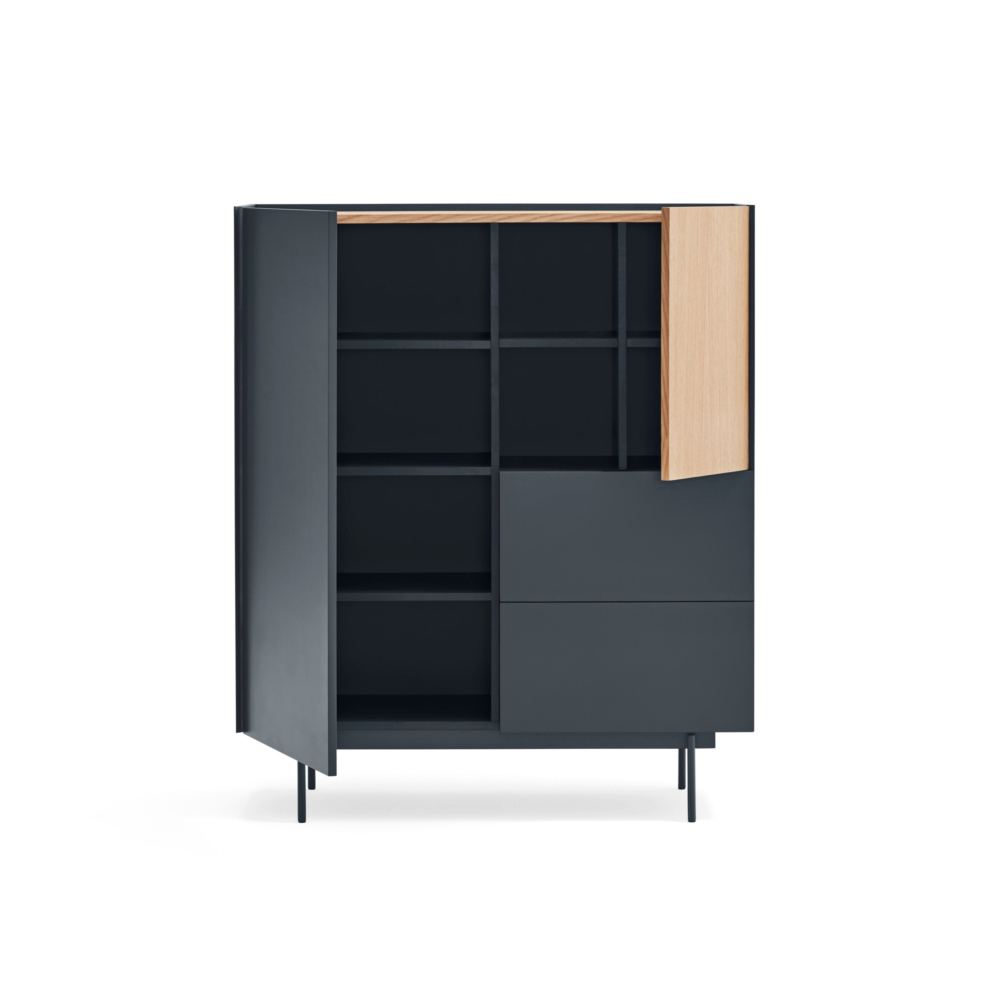 Buffet 2 portes 2 tiroirs 100x120 cm Otto de Teulat en bois chêne anthracite