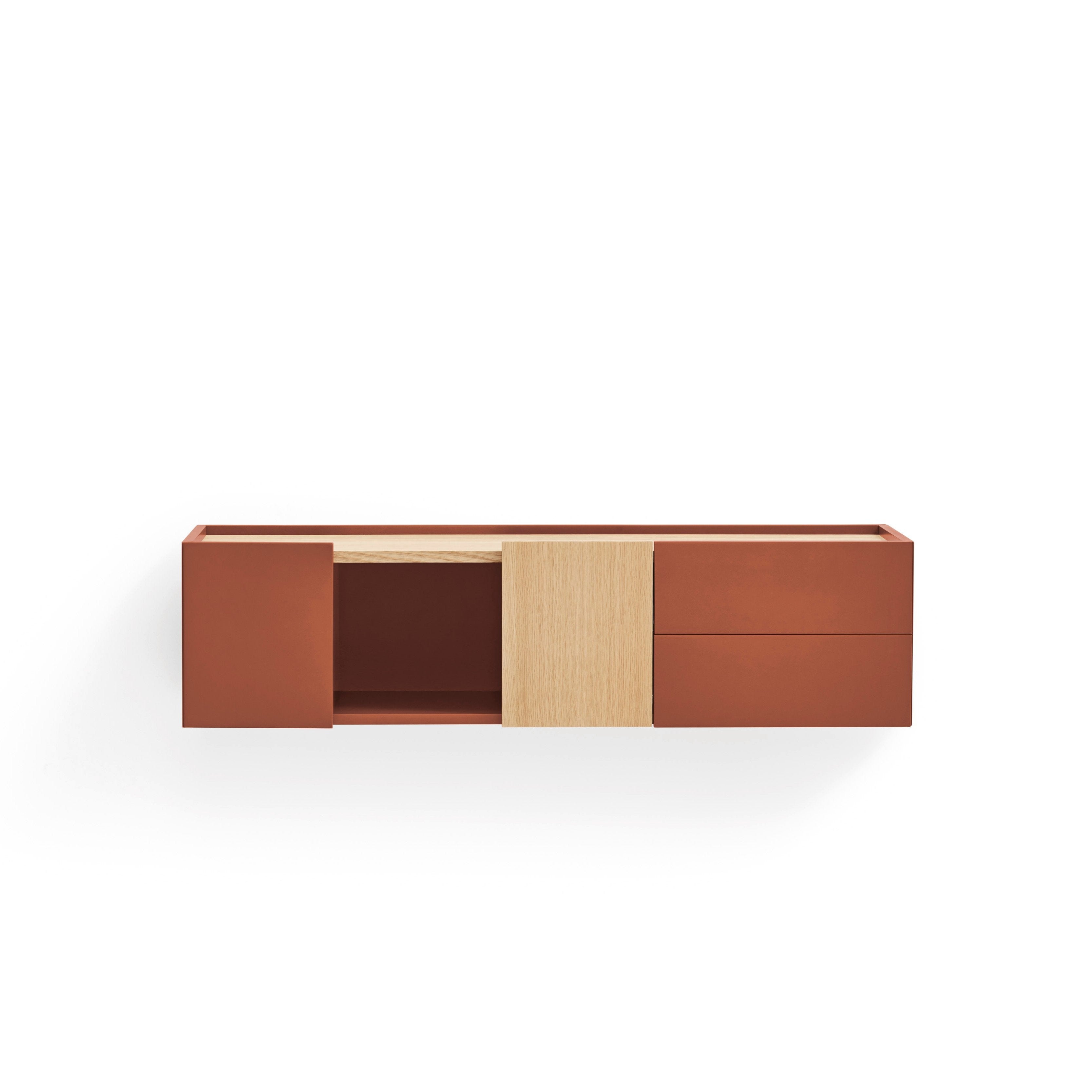 Console suspendue 110x35 cm Otto en bois chêne et terre cuite
