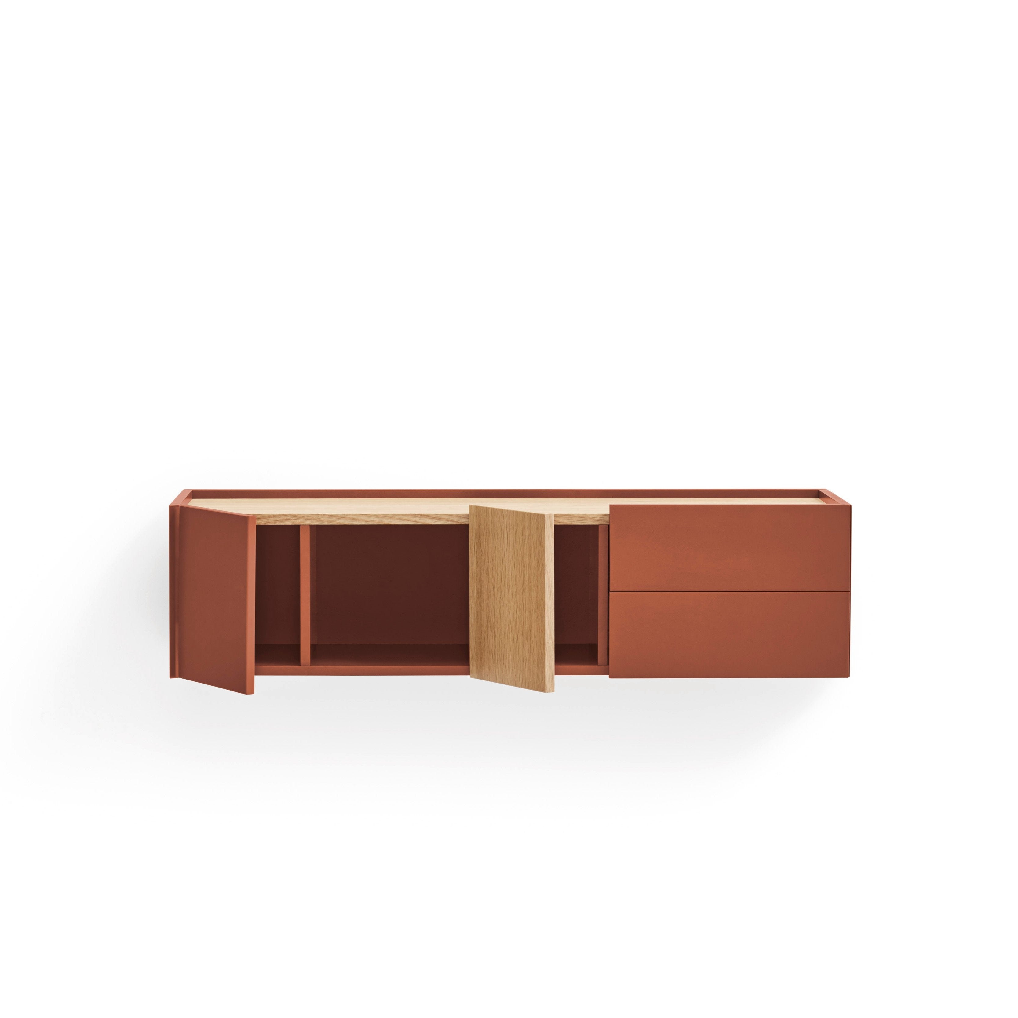 Console suspendue 110x35 cm Otto en bois chêne et terre cuite