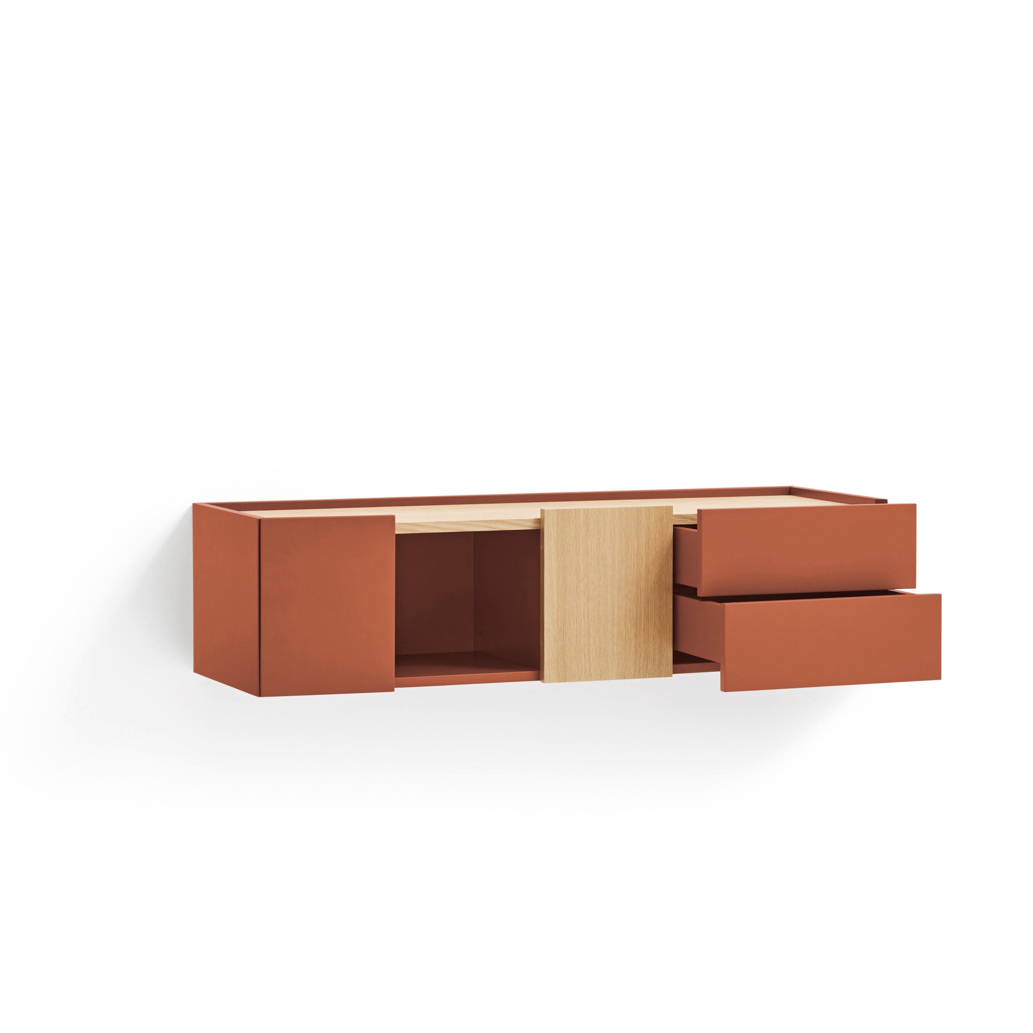 Console suspendue 110x35 cm Otto en bois chêne et terre cuite