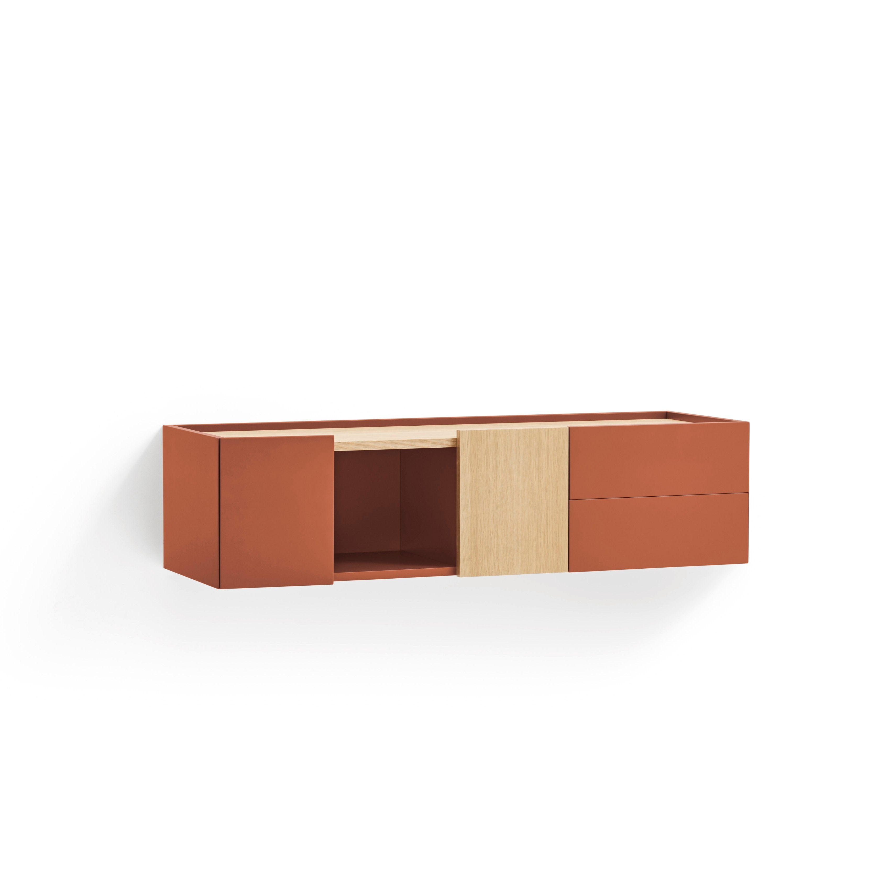 Console suspendue 110x35 cm Otto en bois chêne et terre cuite