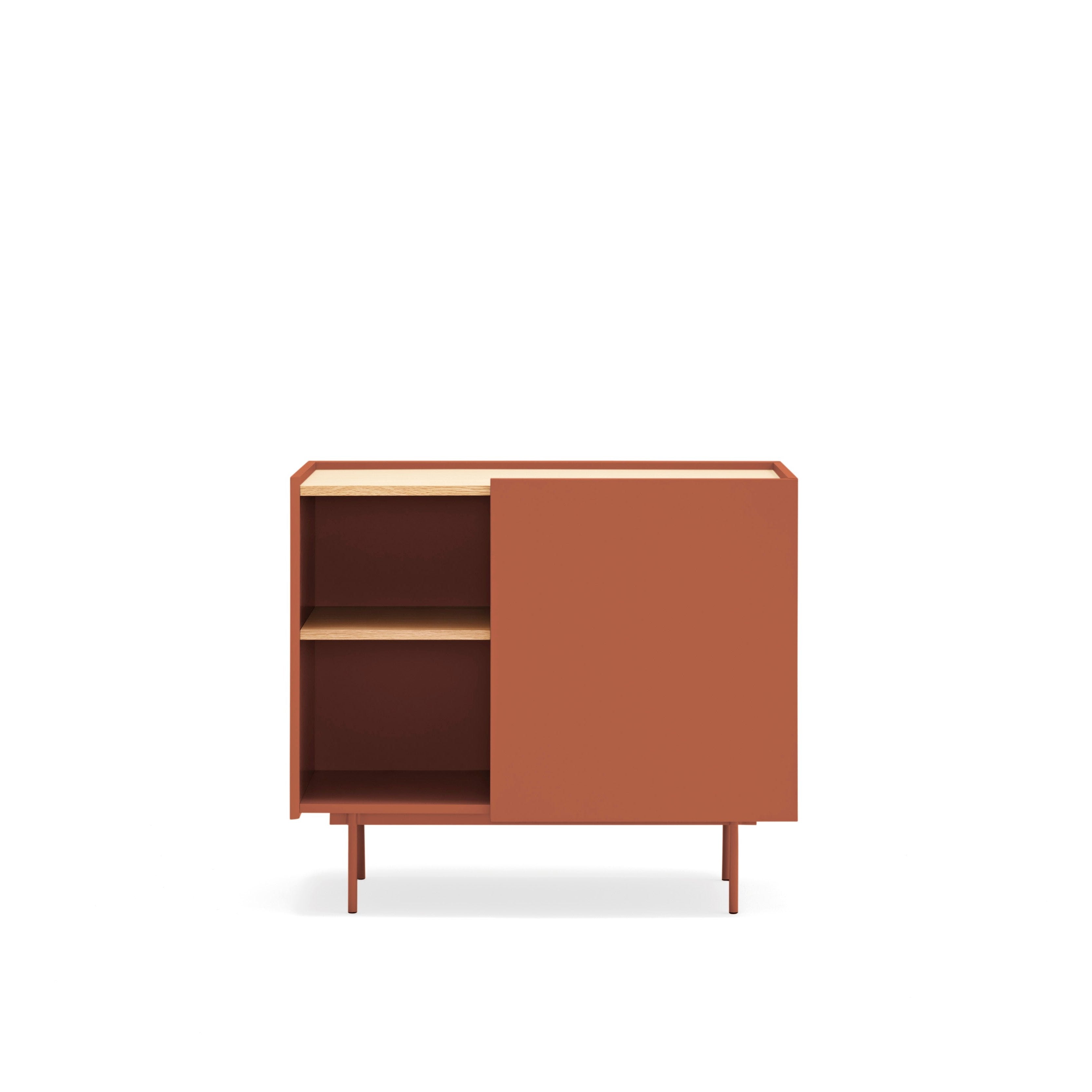 Commode 3 tiroirs Otto de Teulat 88x78 cm avec porte en bois chêne et terre cuite