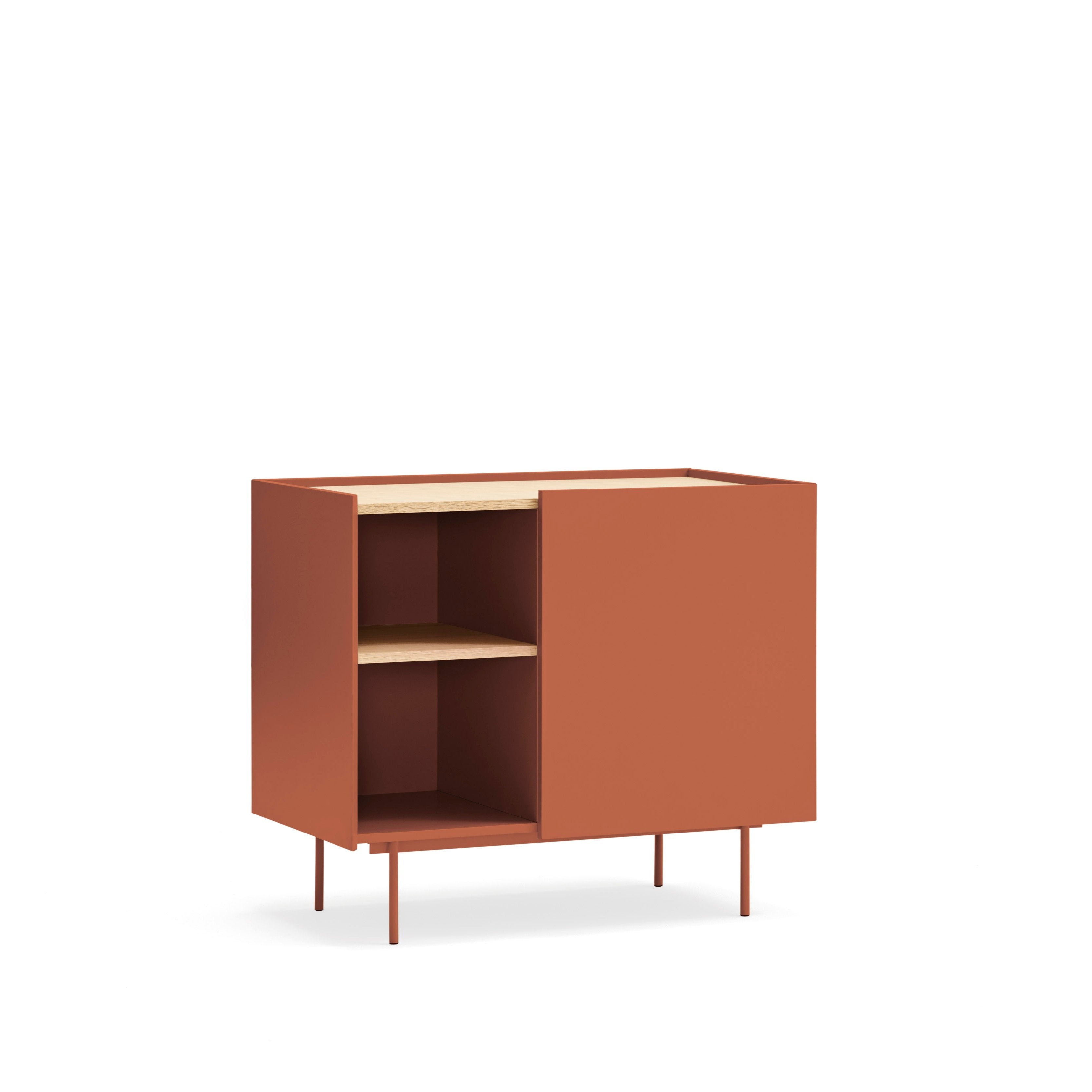 Commode 3 tiroirs Otto de Teulat 88x78 cm avec porte en bois chêne et terre cuite