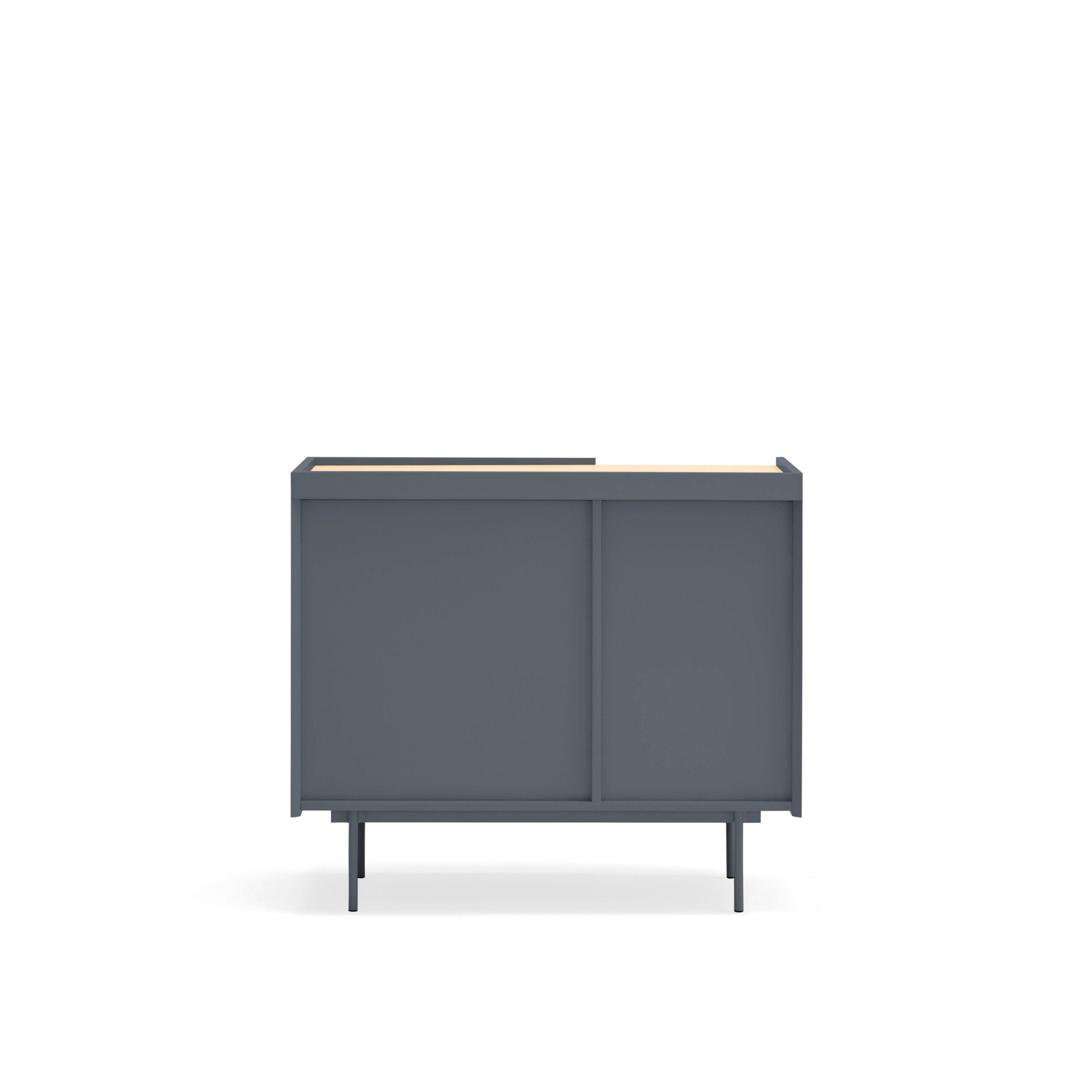 Commode 3 tiroirs avec porte en bois chêne et anthracite Otto de Teulat 88x78 cm