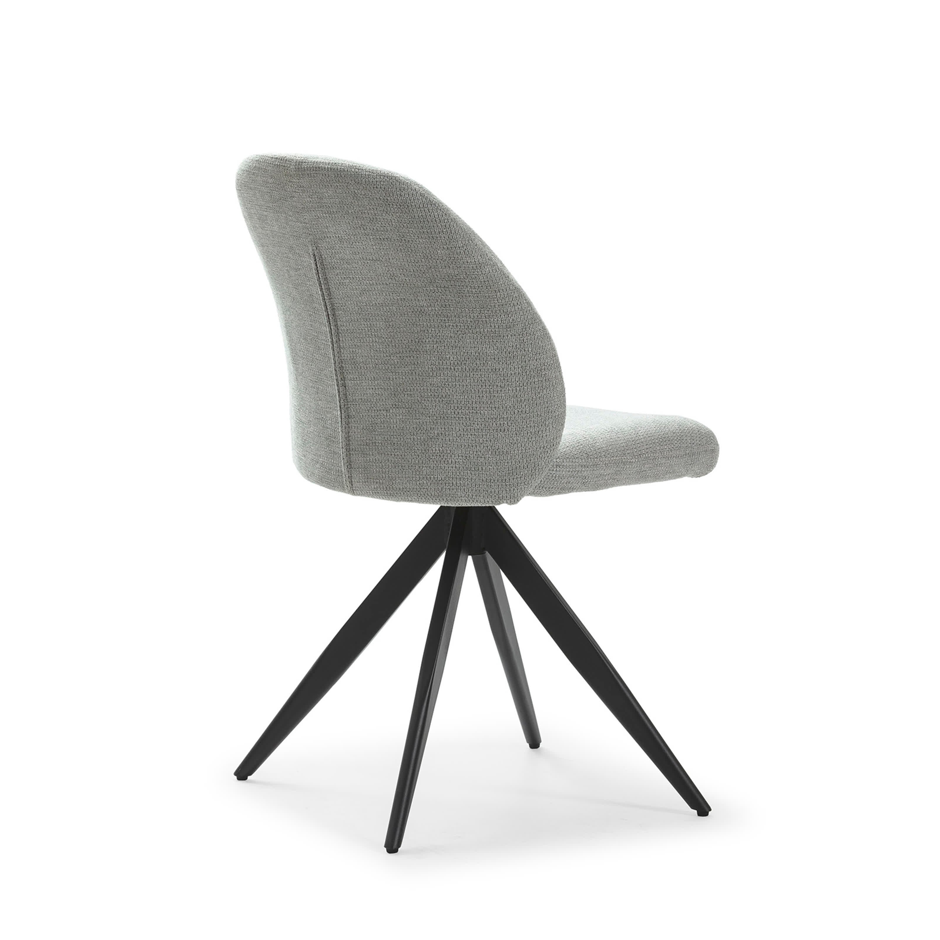 Set di 2 sedie girevoli in tessuto e metallo nero Tara 47x47 h85 cm