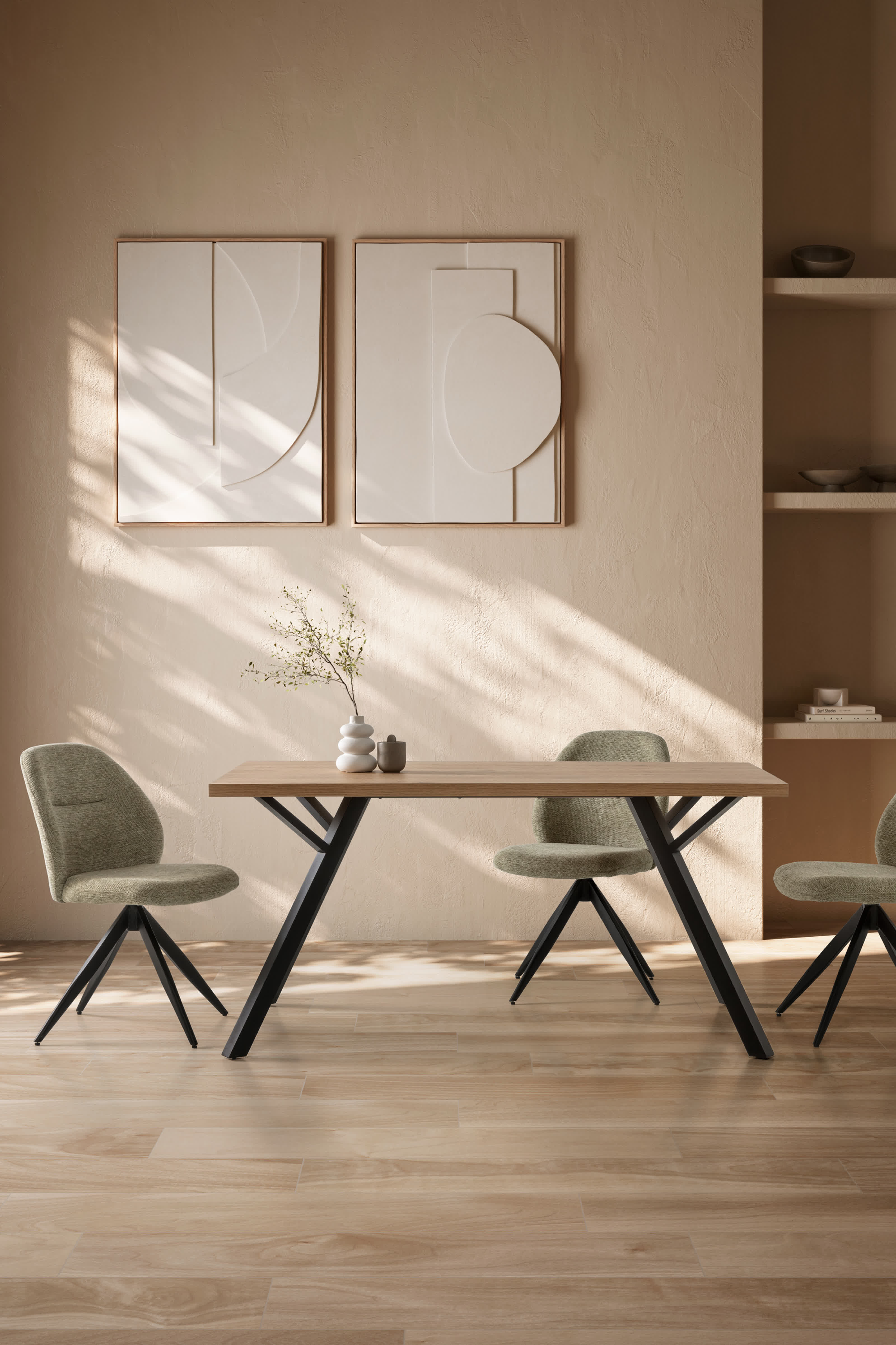 Set di 2 sedie girevoli in tessuto e metallo nero Tara 47x47 h85 cm