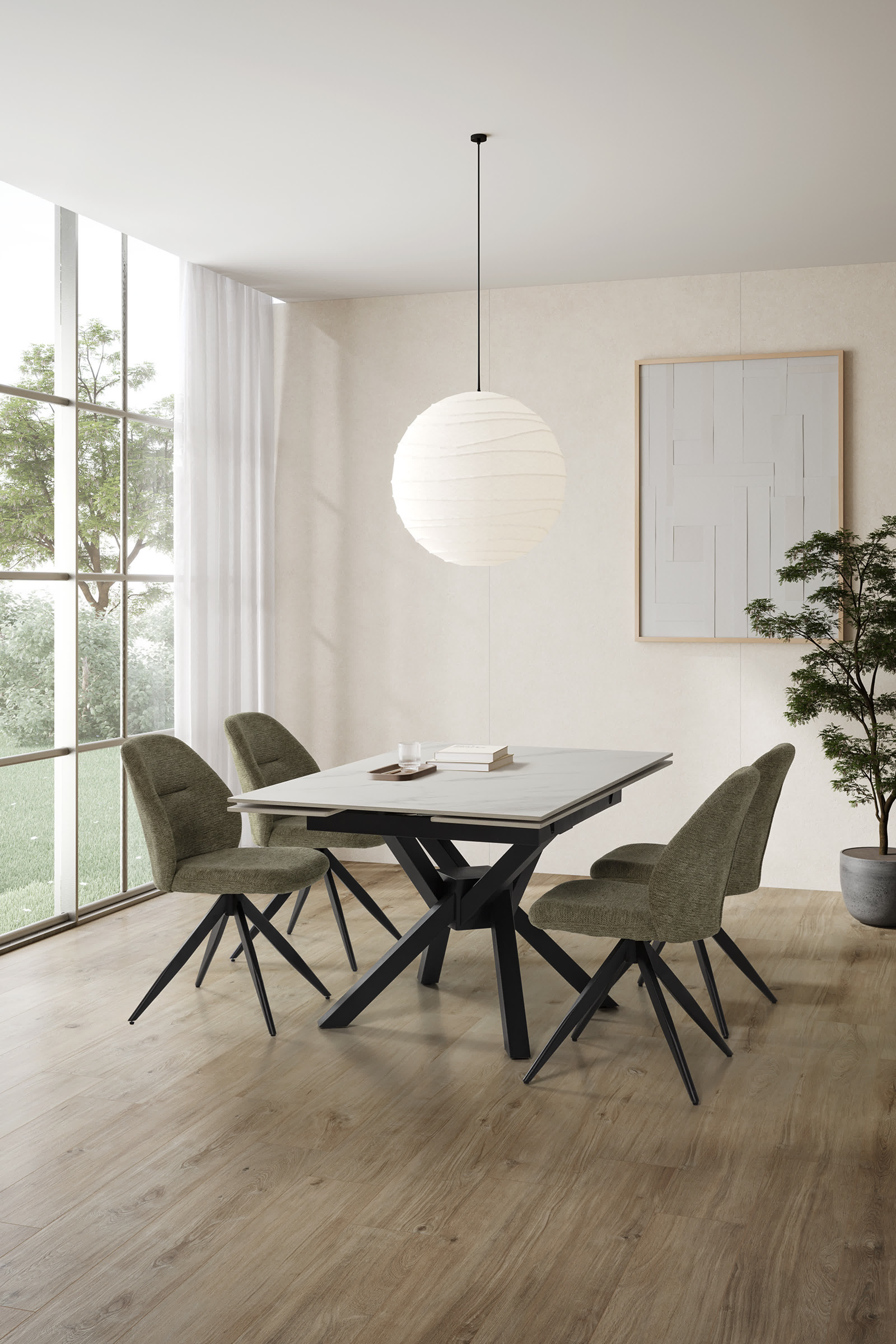 Set di 2 sedie girevoli in tessuto e metallo nero Tara 47x47 h85 cm