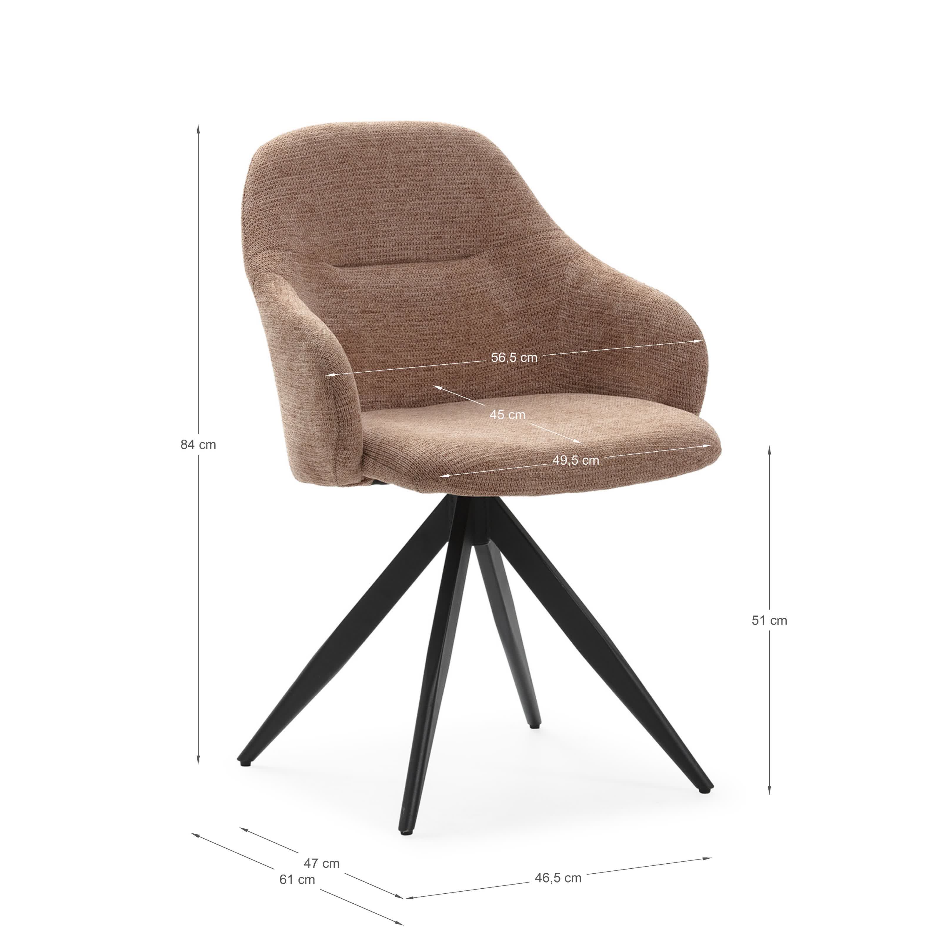 Set di 2 sedie girevoli con braccioli e struttura in metallo Tara 46x47 h84 cm