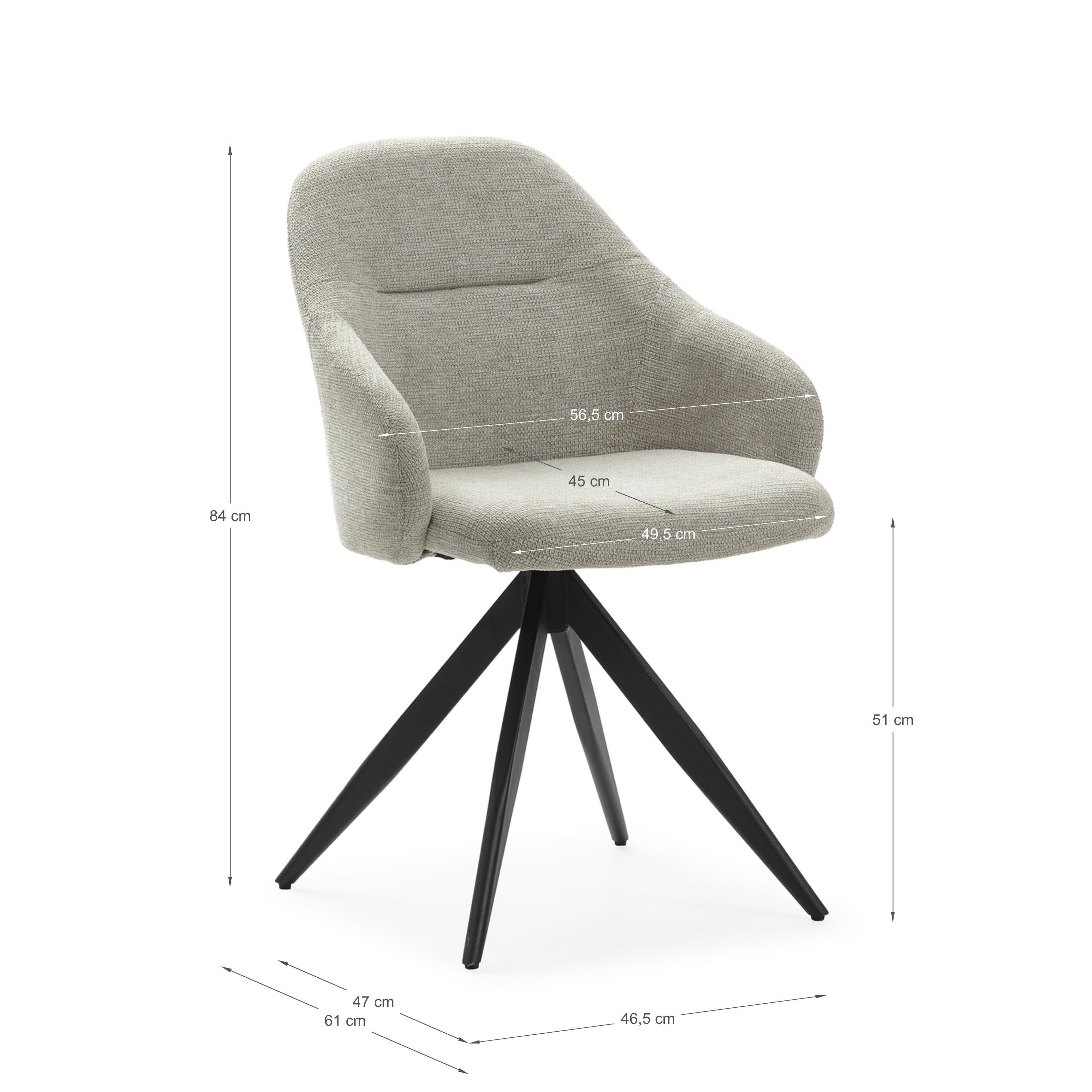 Set di 2 sedie girevoli con braccioli e struttura in metallo Tara 46x47 h84 cm