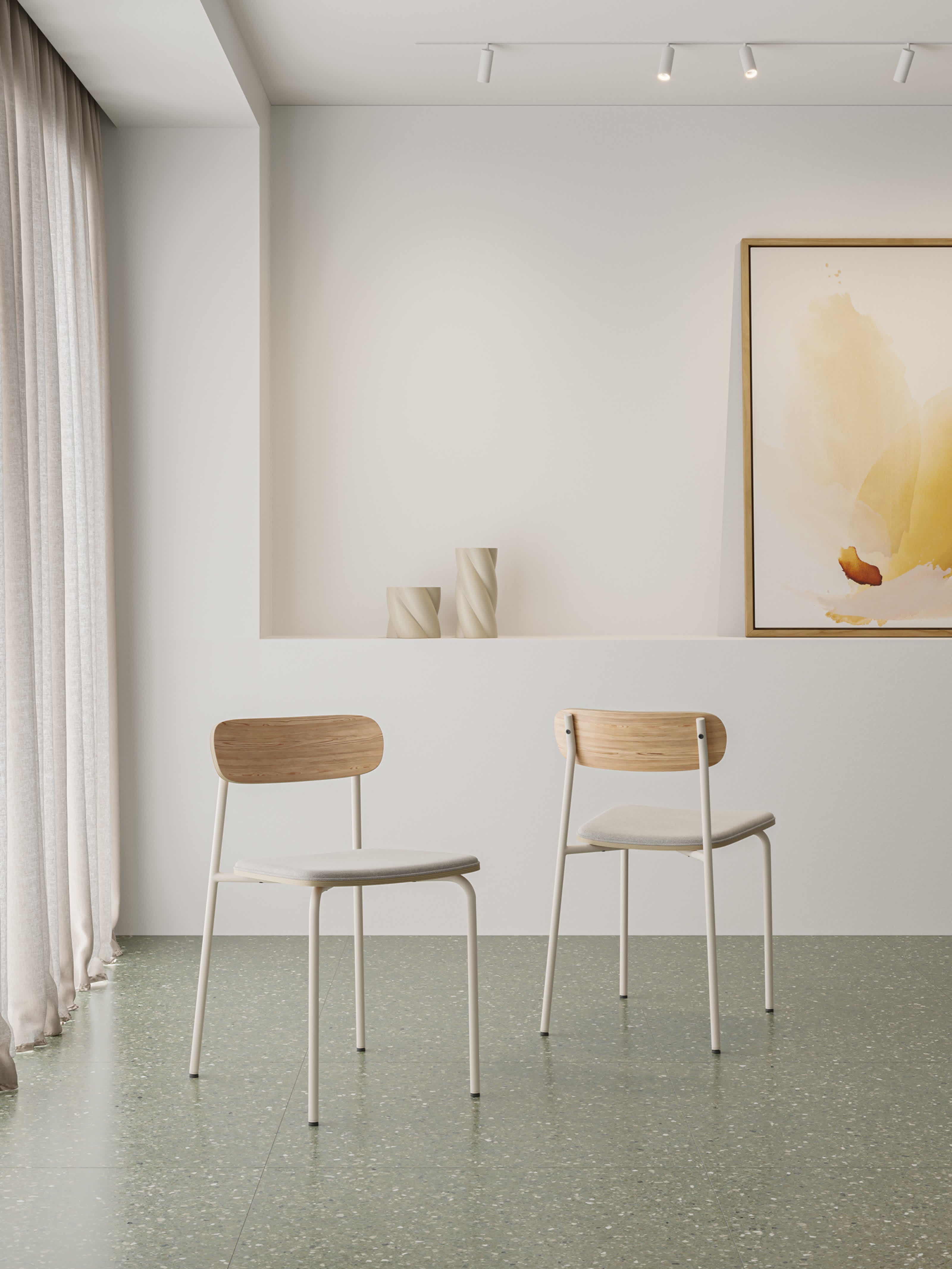 Set di 2 sedie in legno con gambe in metallo Adri 46x52 h78 cm