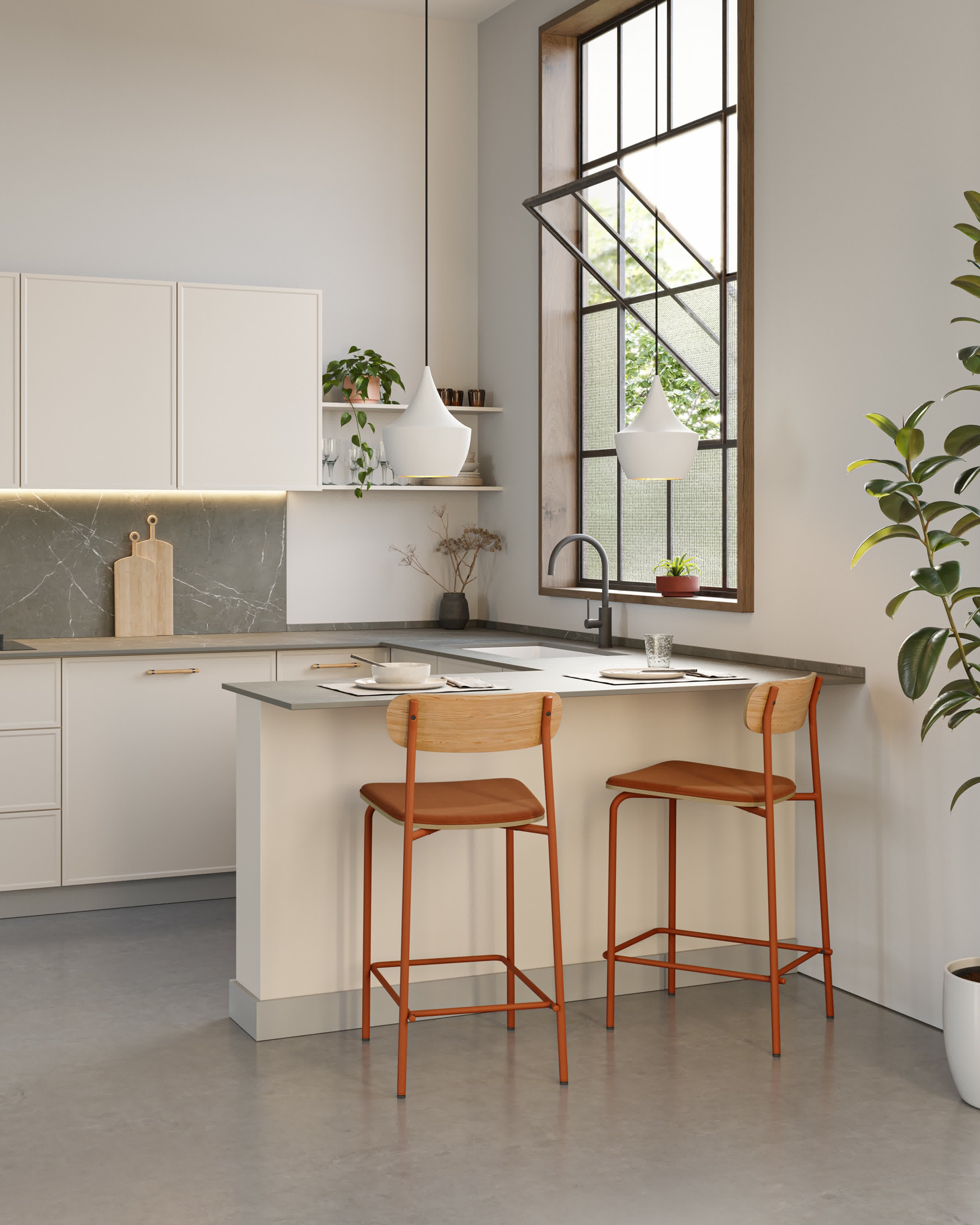 Set di 2 sgabelli in legno con seduta imbottita Adriana 41x48 h94 cm