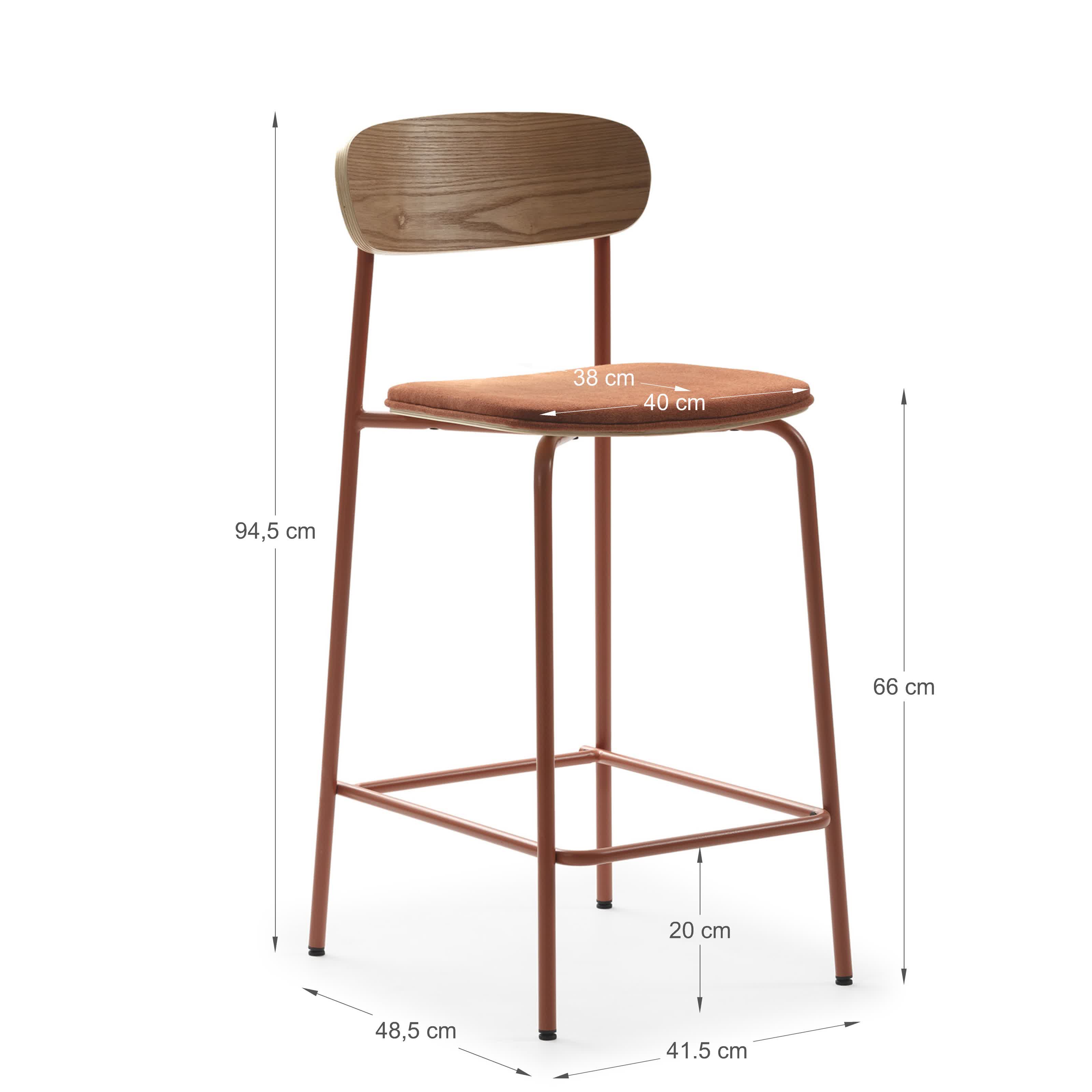 Set di 2 sgabelli in legno con seduta imbottita Adriana 41x48 h94 cm