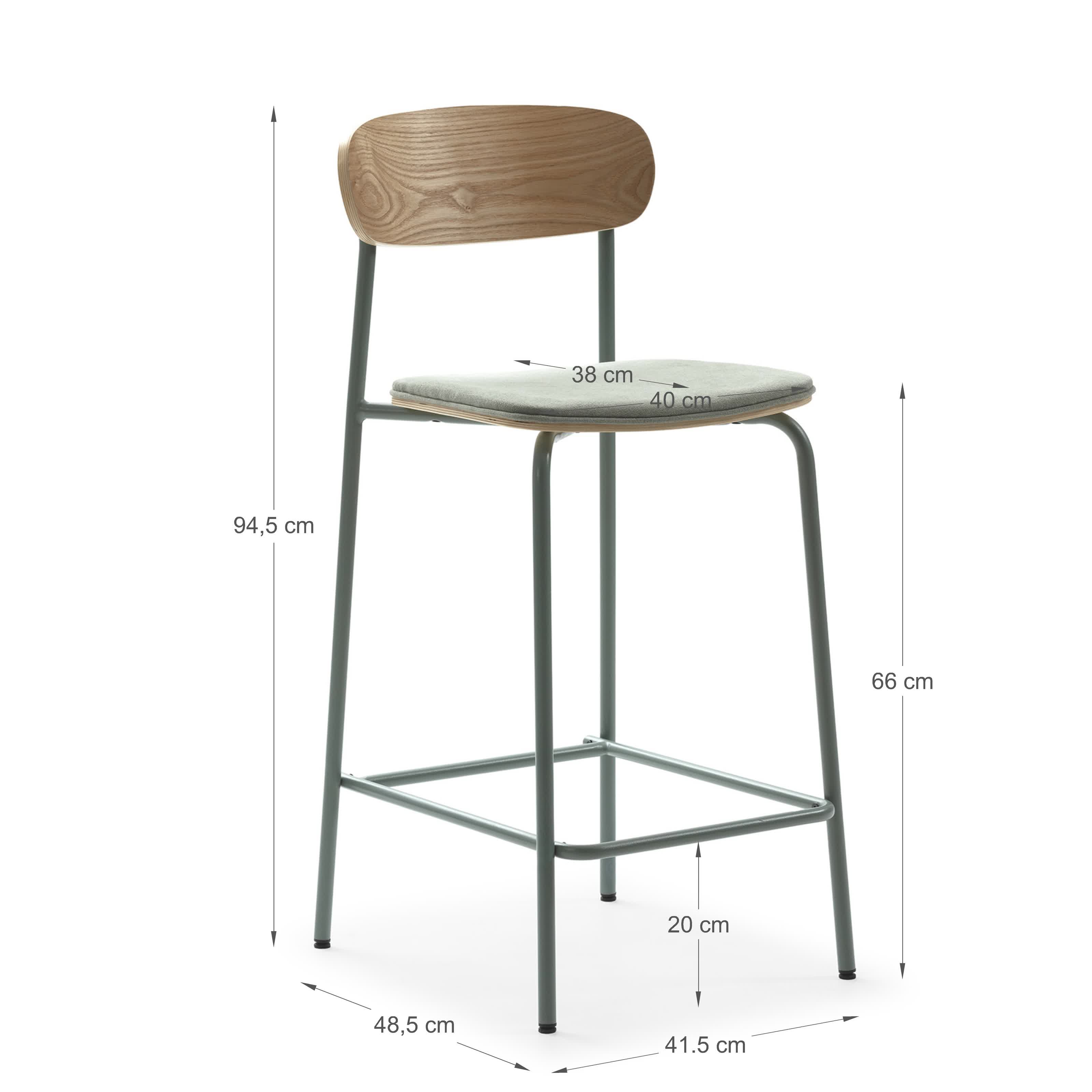 Set di 2 sgabelli in legno con seduta imbottita Adriana 41x48 h94 cm