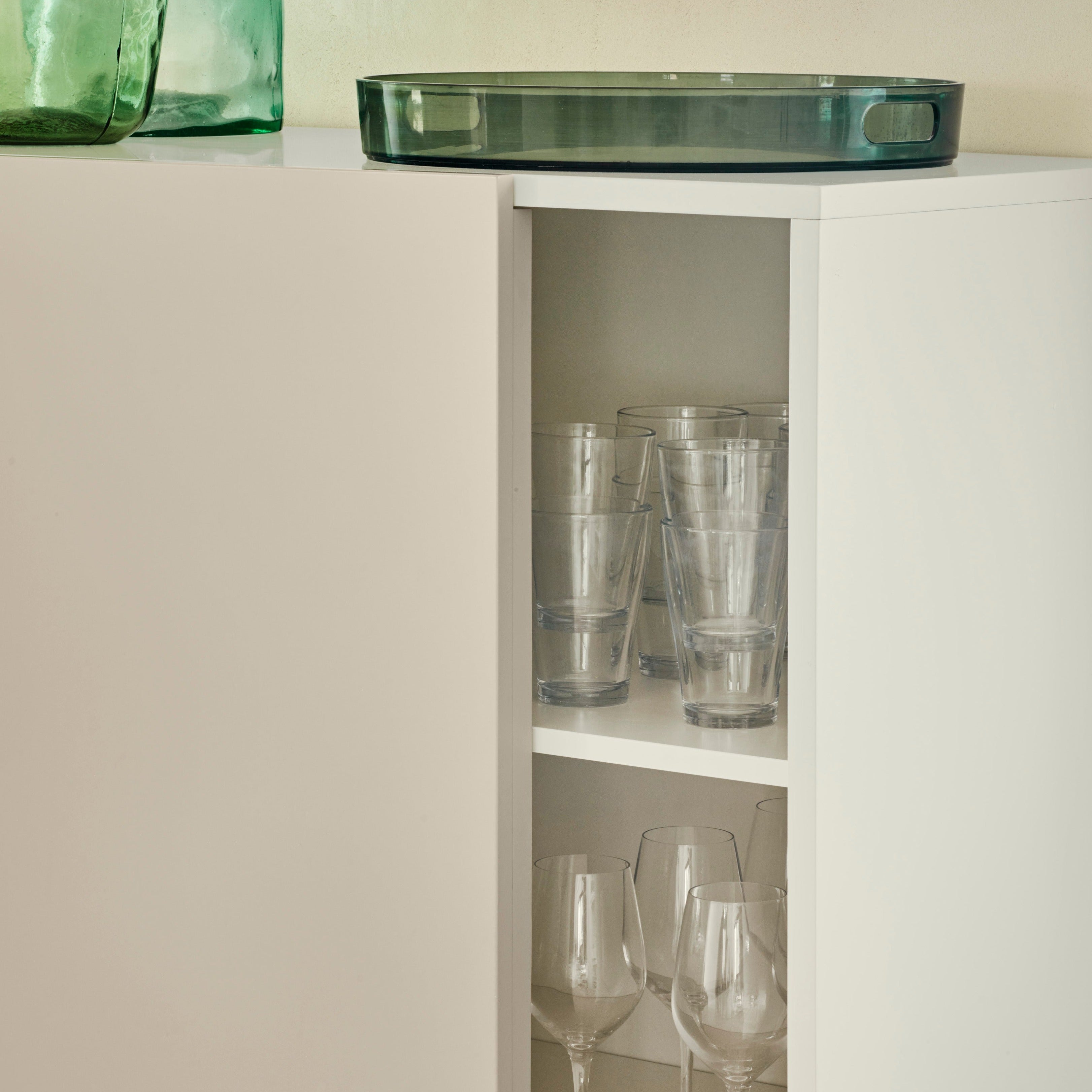 Buffet 4 tiroirs avec porte coulissante crème et sable Nube de Teulat 120x140 cm