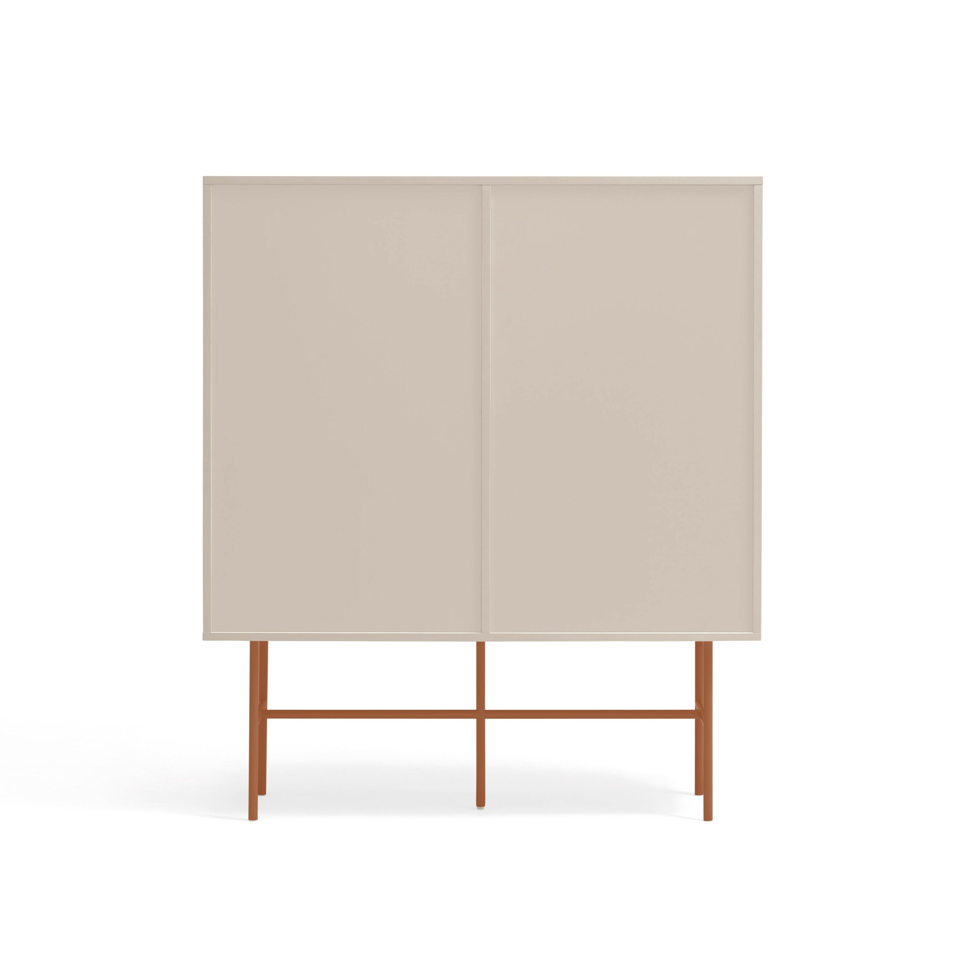 Buffet 4 tiroirs avec porte coulissante et étagères à vue sable et terre cuite Nube par Teulat 120x140 cm