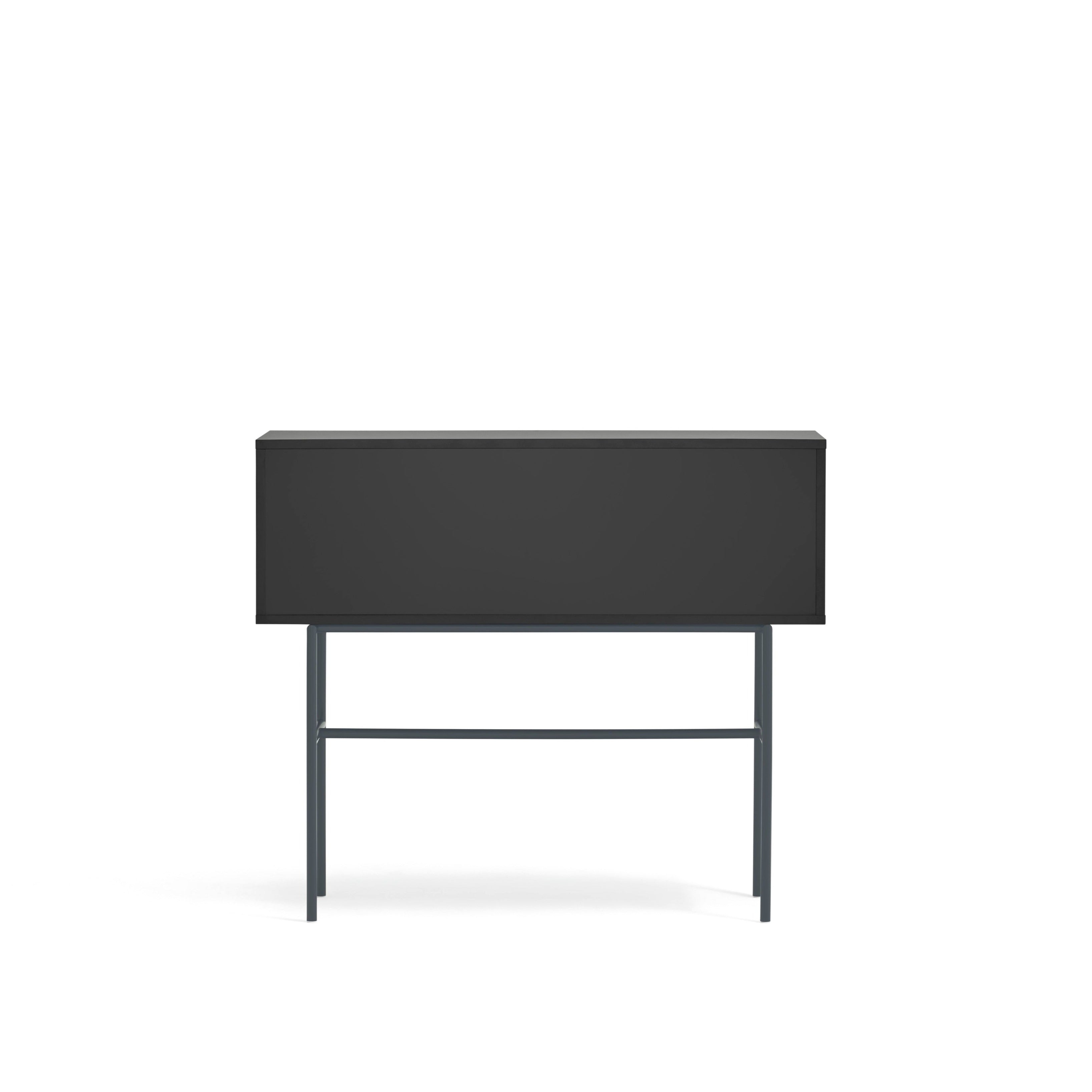 Console 2 tiroirs et porte coulissante laquée noir et gris anthracite Nube par Teulat 110x90 cm