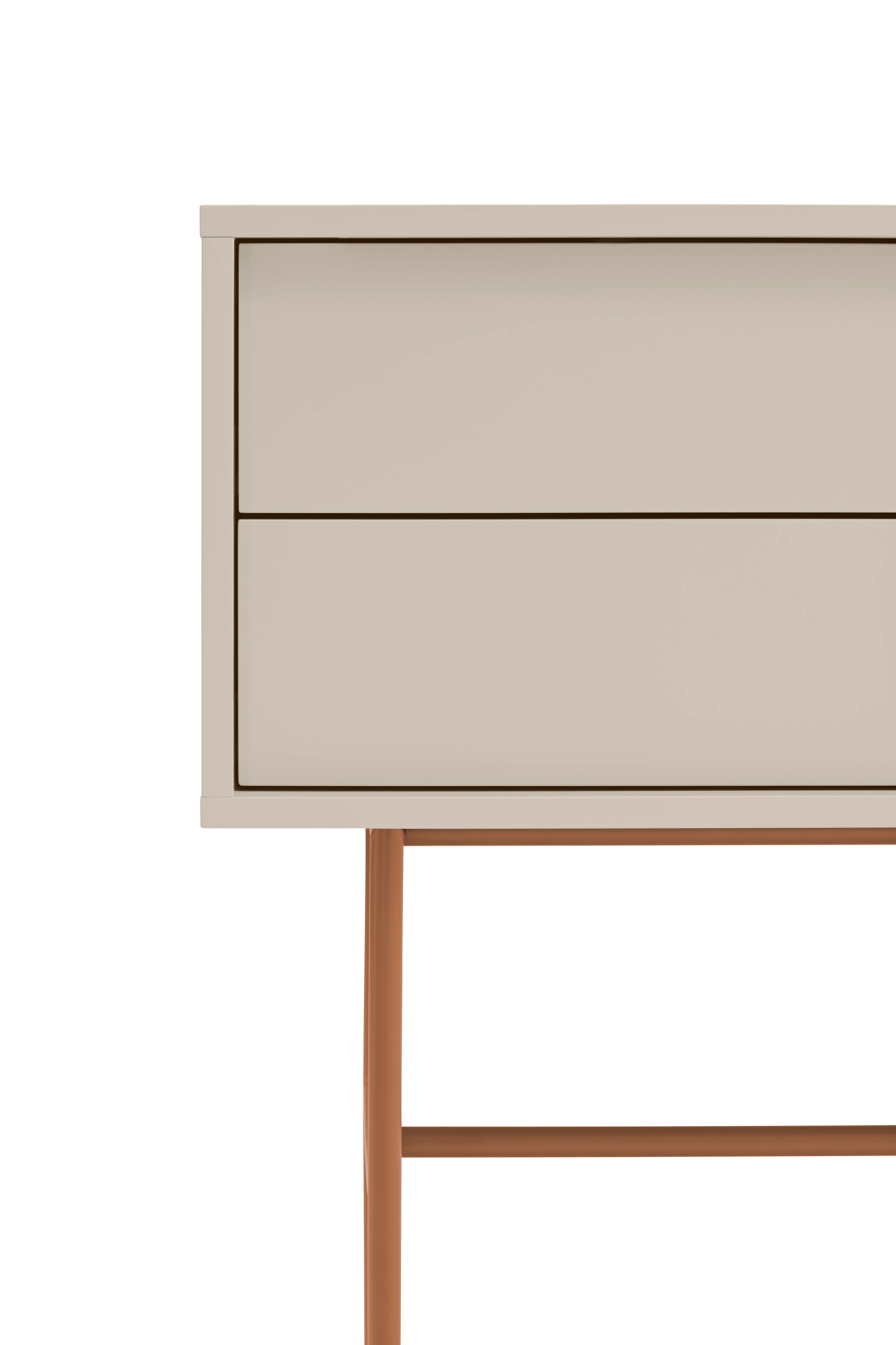Console 2 tiroirs et porte coulissante laquée sable et terre cuite Nube par Teulat 110x90 cm