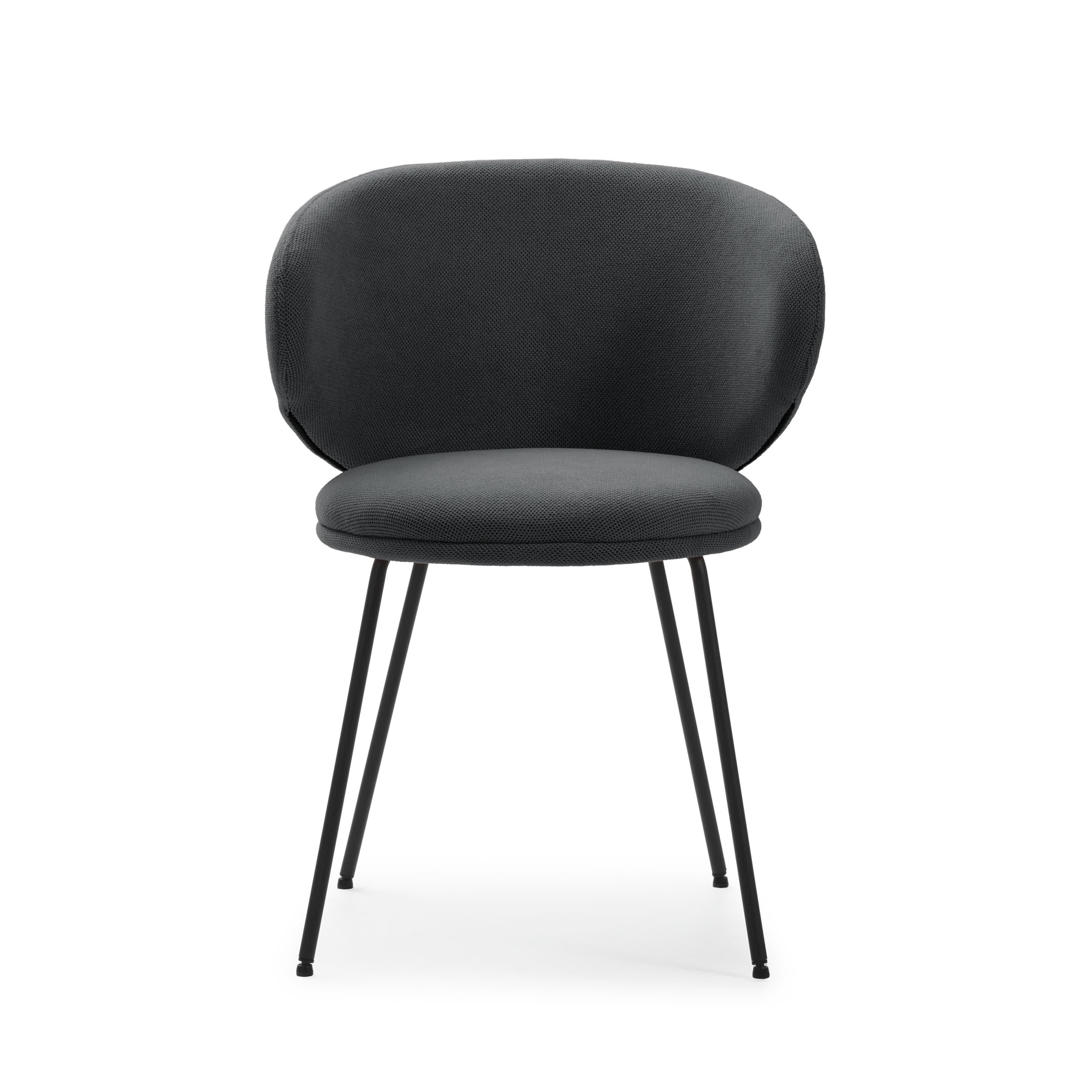 Set di 2 sedie in tessuto con gambe in metallo nero Lea 59x56 h77 cm