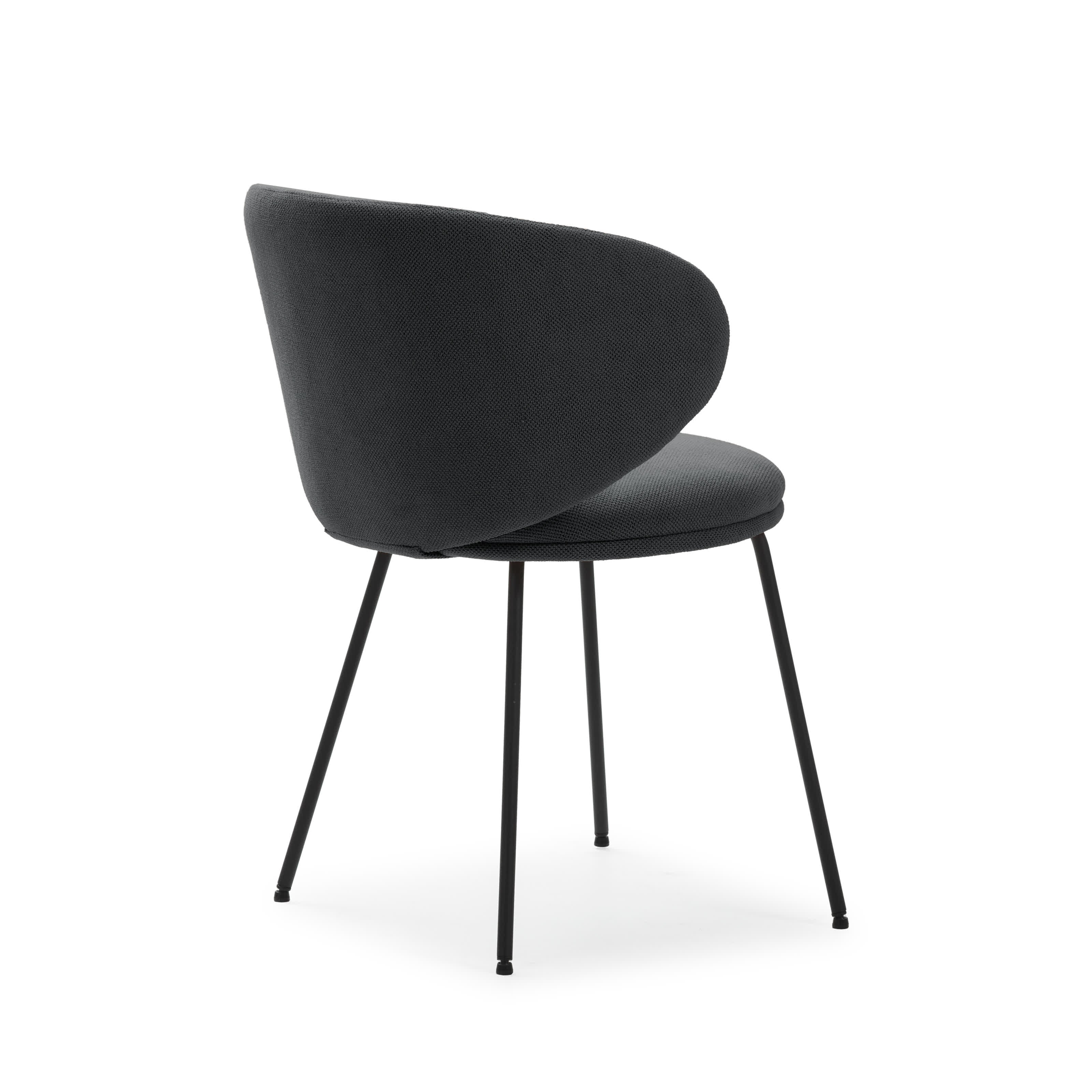 Set di 2 sedie in tessuto con gambe in metallo nero Lea 59x56 h77 cm