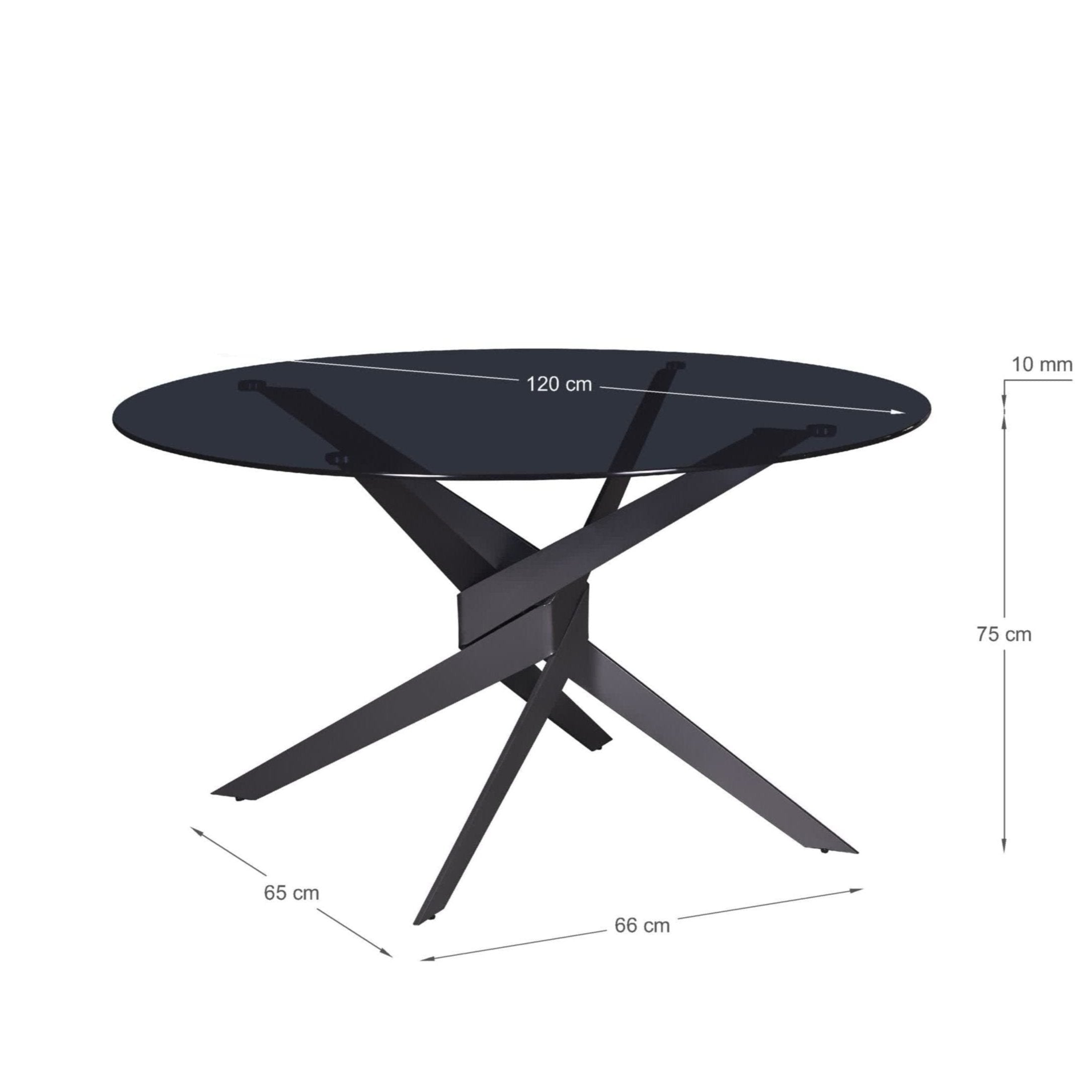 Tavolo tondo in cristallo per 4 persone piede in metallo grigio Jenna 120x76 cm