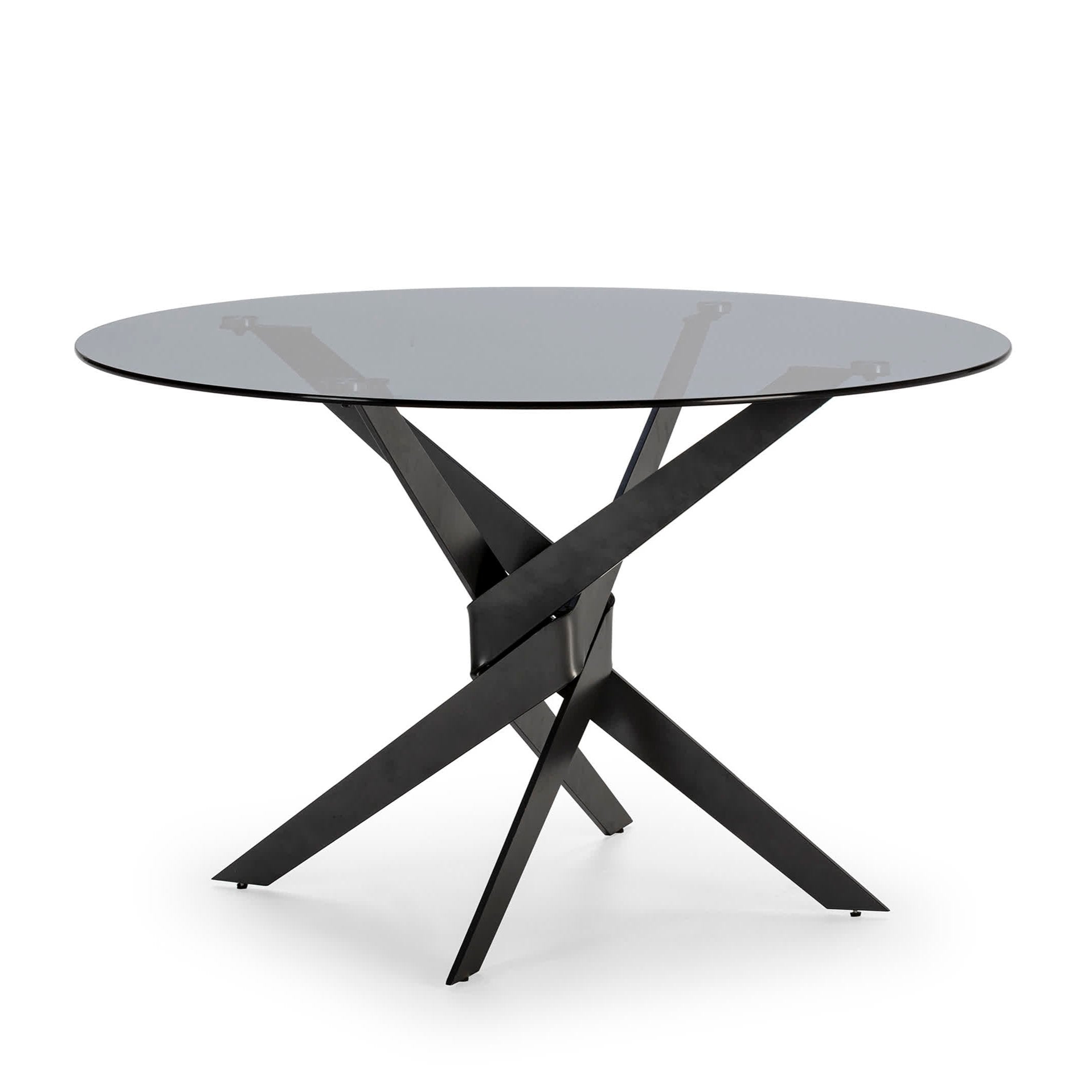 Tavolo tondo in cristallo per 4 persone piede in metallo grigio Jenna 120x76 cm
