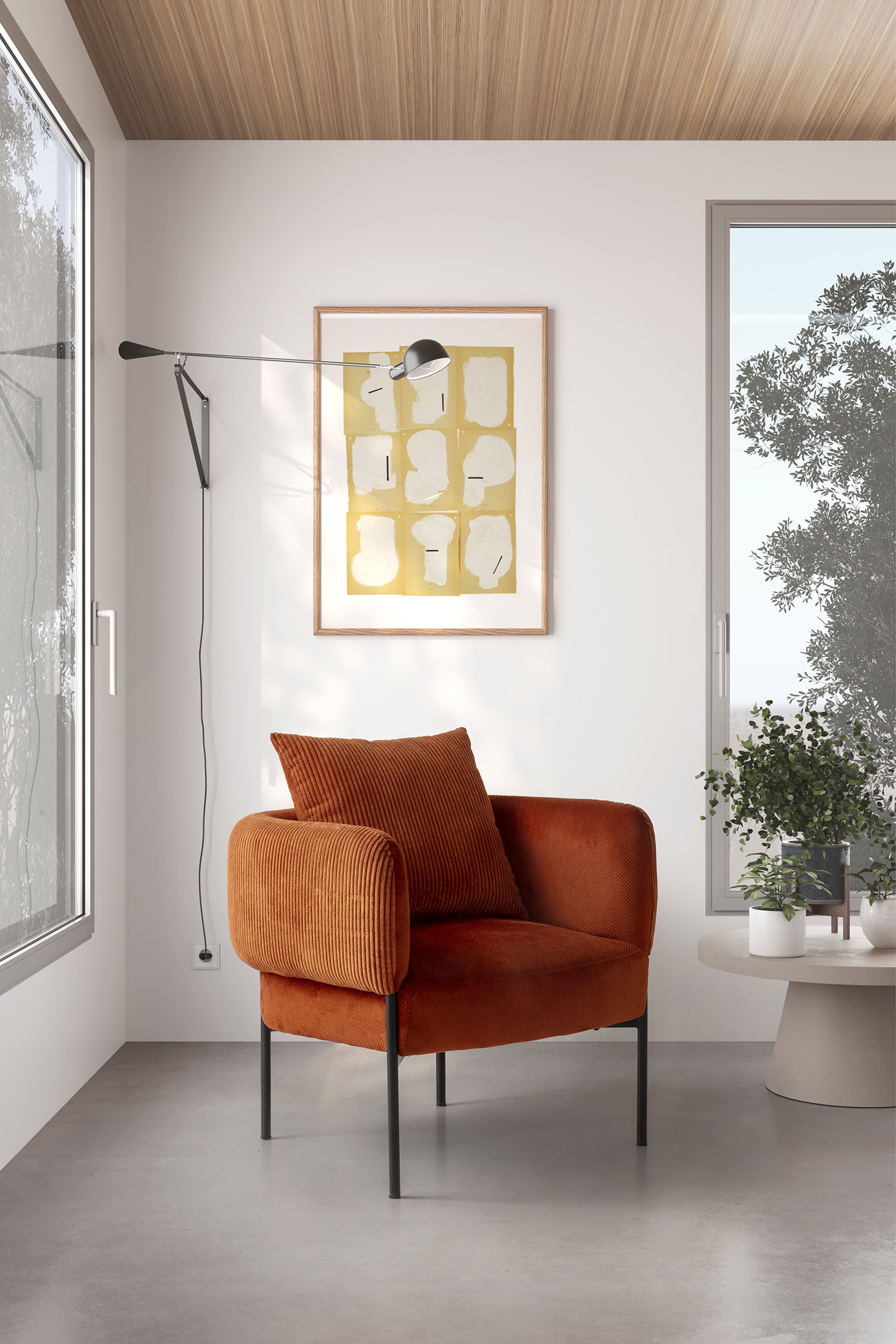 Poltrona in velluto a coste con gambe in metallo Arno 70x61 h72 cm