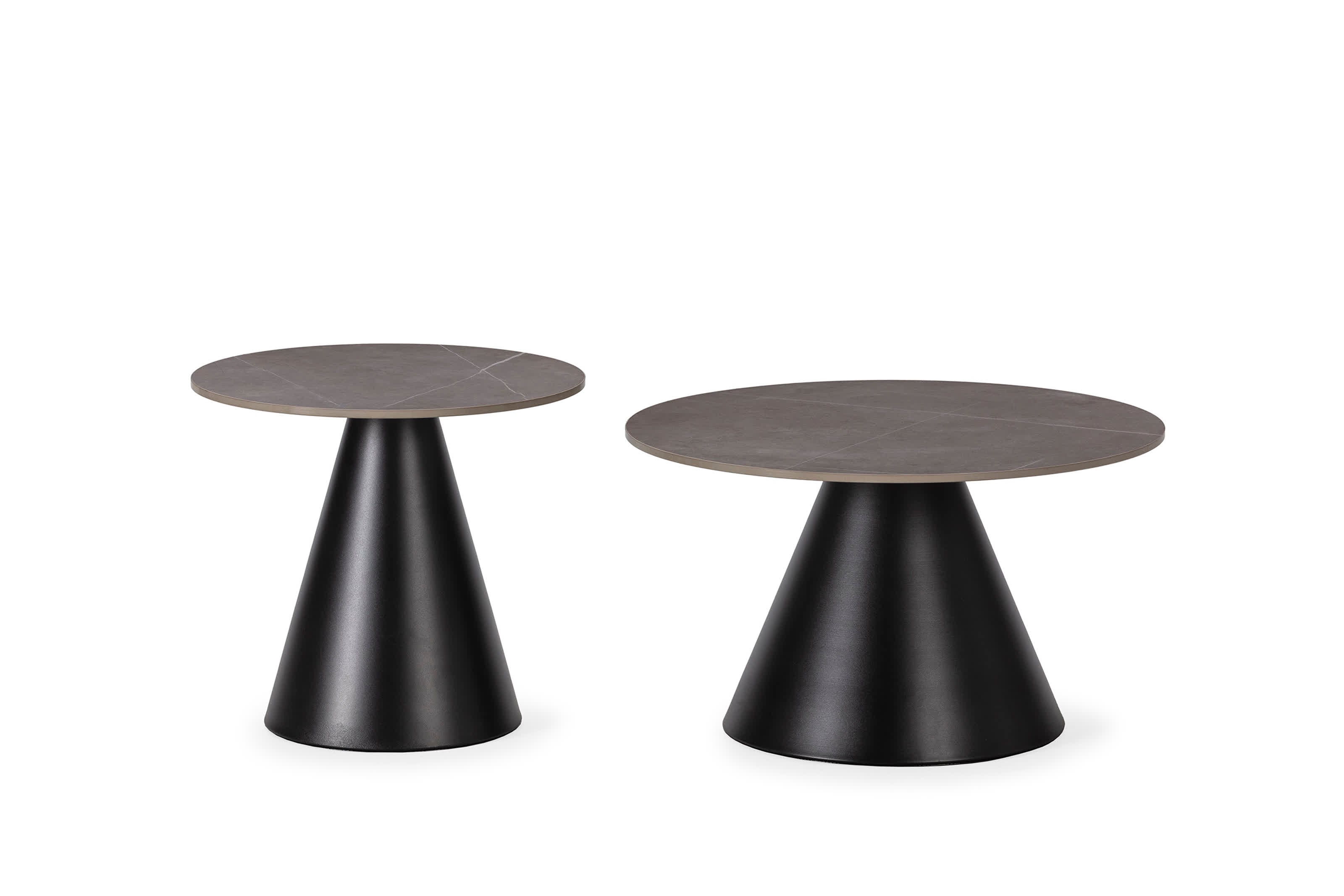 Set di 2 tavolini in pietra grigia Louna 70/50 x 40/45.5 cm
