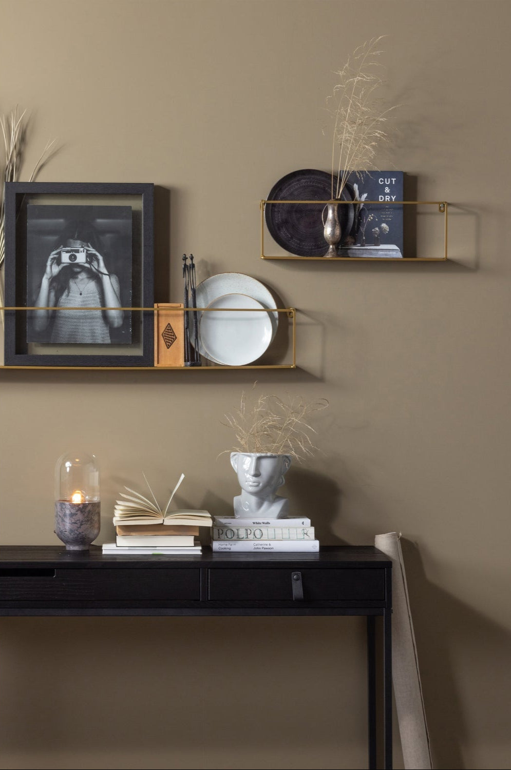 Tavolino 2 cassetti in metallo Silas 74x140 cm