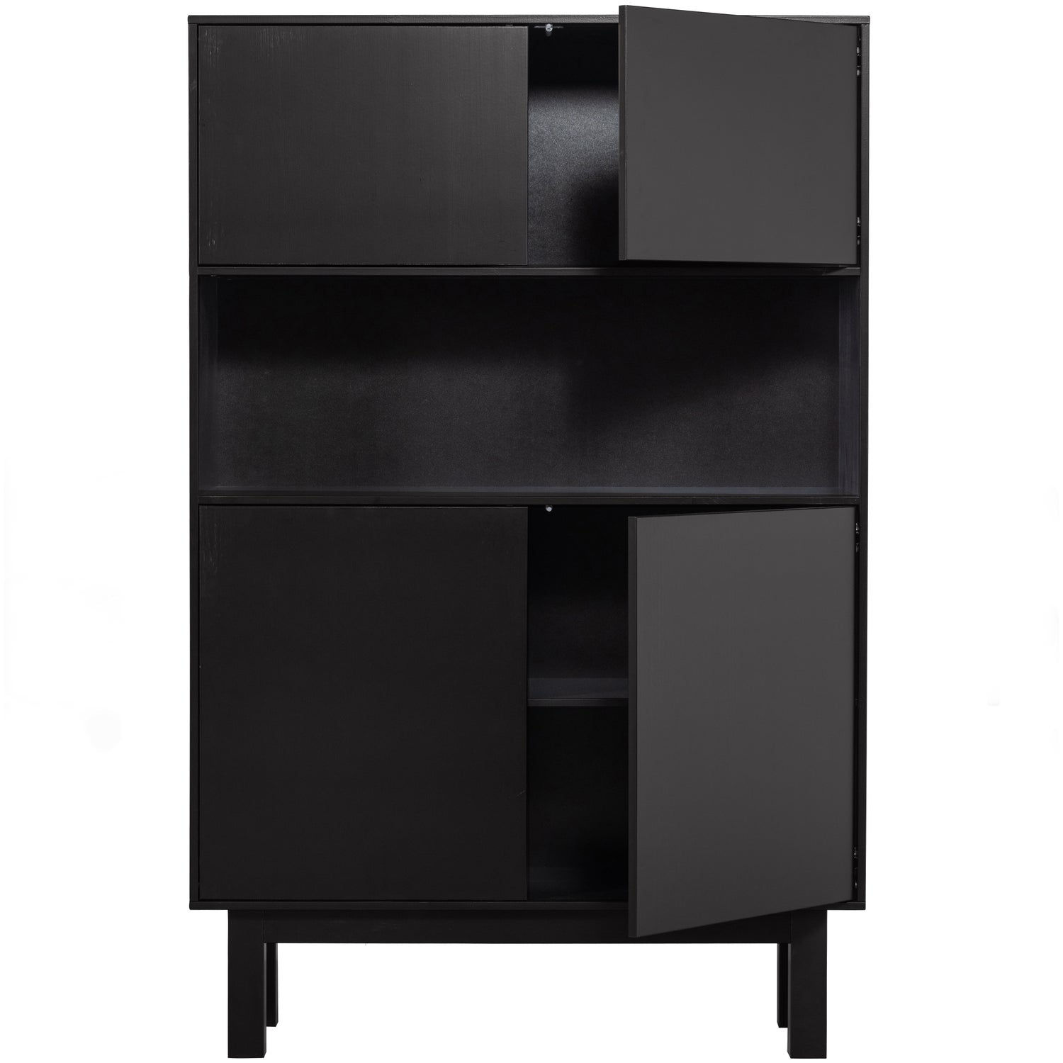 Credenza 4 ante in legno di pino nero Finca