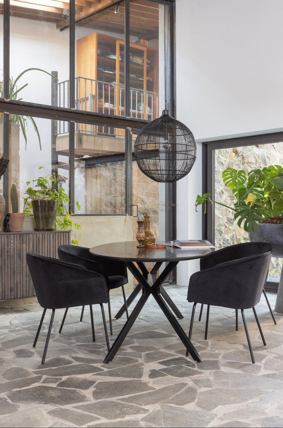 Lampada a sospensione nera opaca Enes 60x50 cm