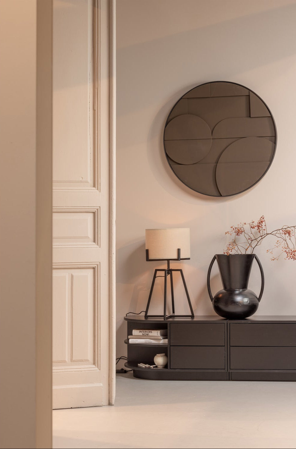 Mobile TV in legno di pino nero Finca 40x78 cm