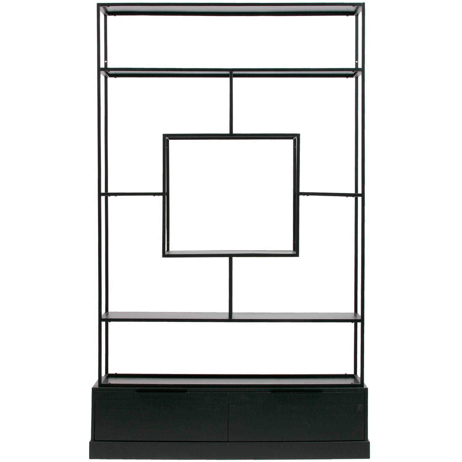 Librairie à jour 2 tiroirs en métal noir Fons 204x126 cm