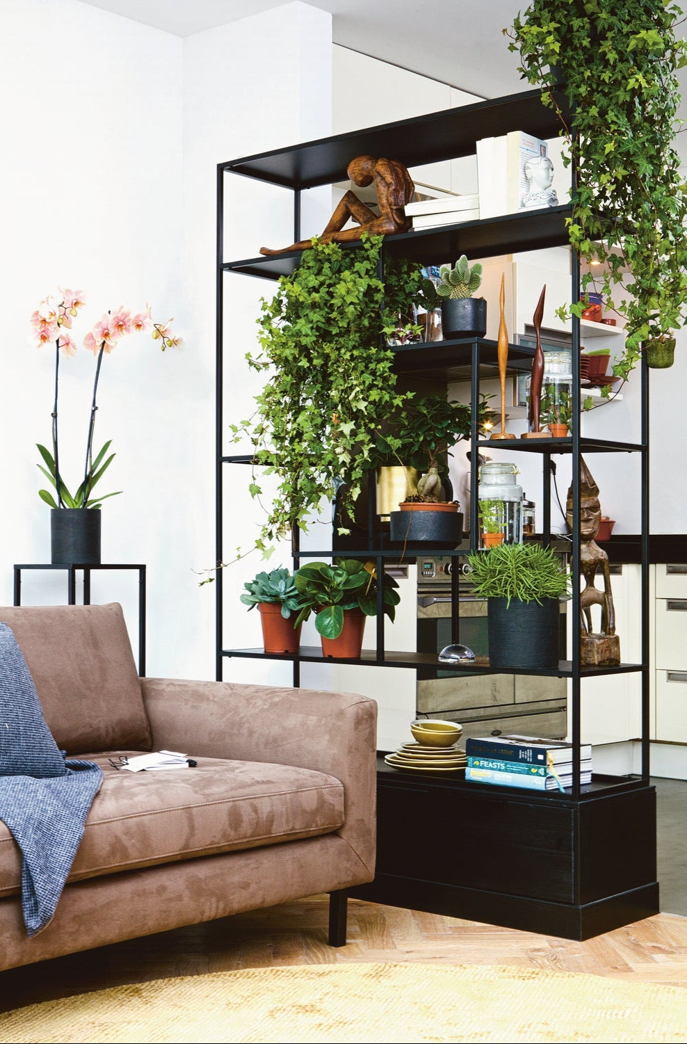 Librairie à jour 2 tiroirs en métal noir Fons 204x126 cm