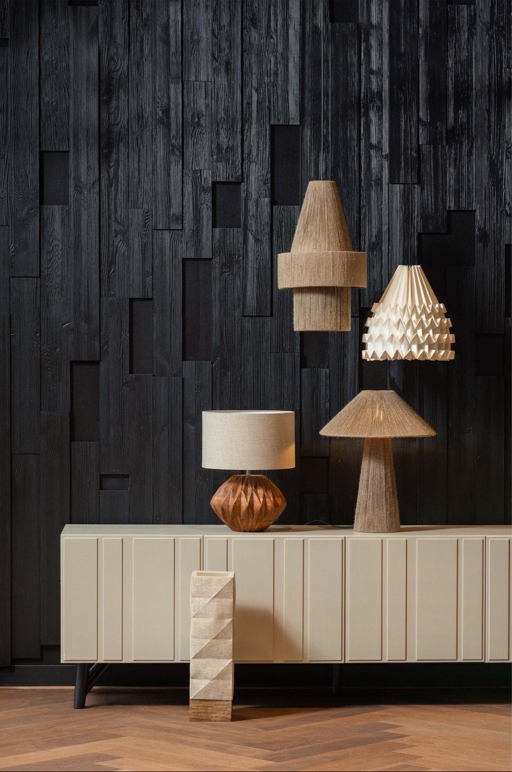 Lampada da tavolo in carta/legno naturale Brett 43x19 cm