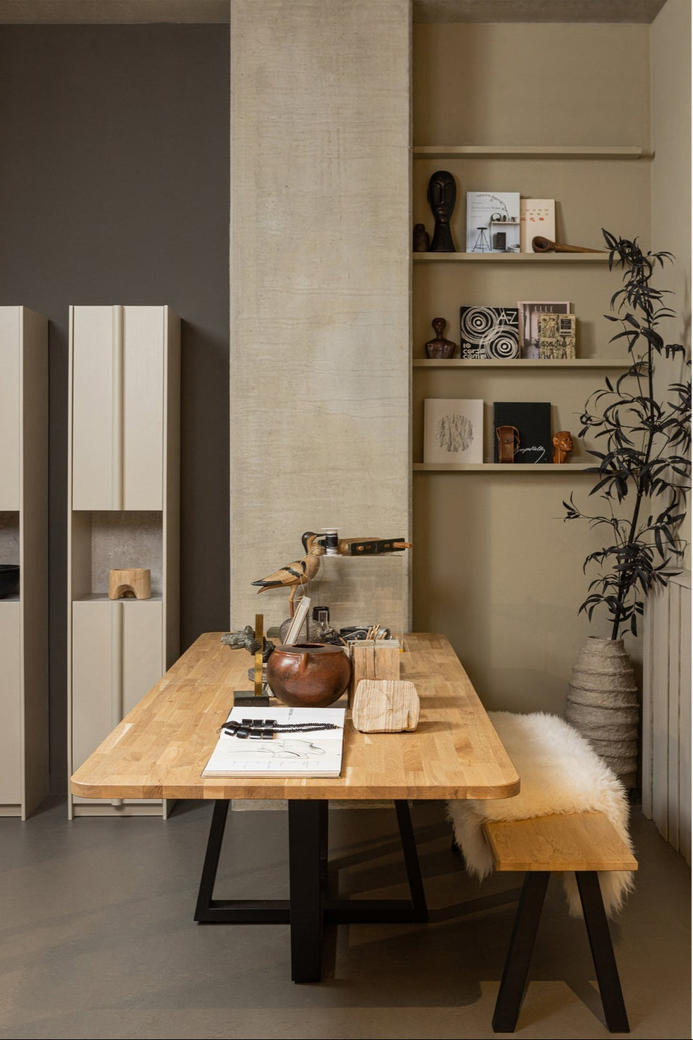 Credenza 2 ante in polvere di pino Basu 210x40 cm