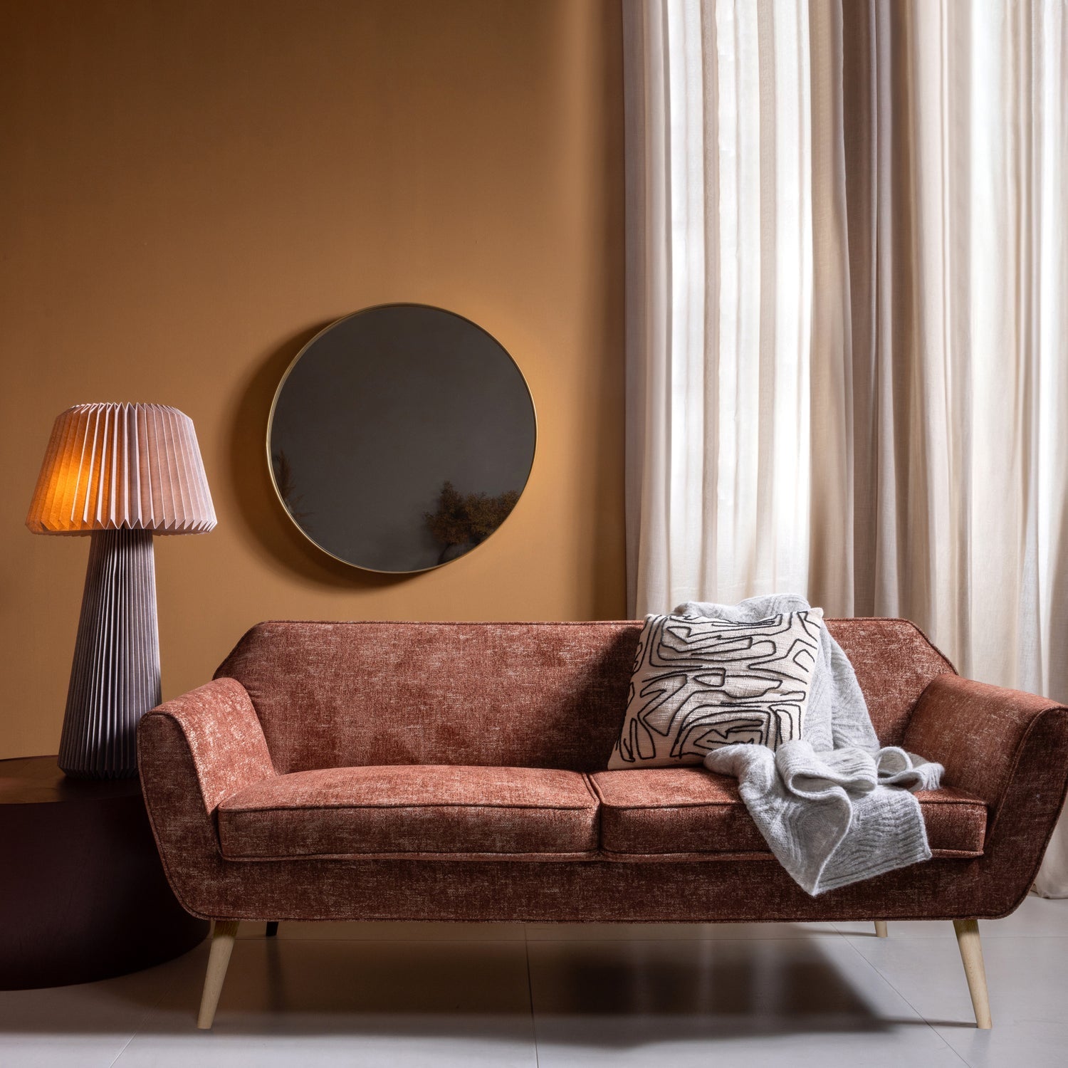 Lampe de sol en papier gris chaud Sami 95x47 cm