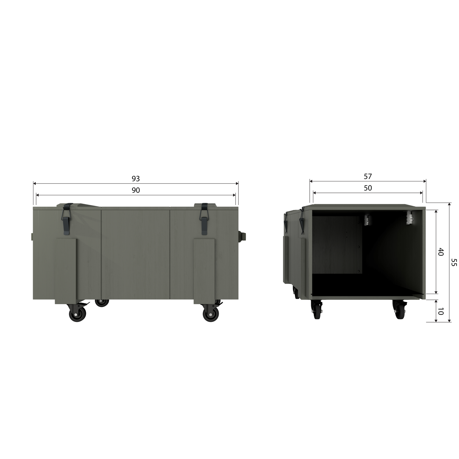 Baule in pino verde foresta Bobby 55x100 cm