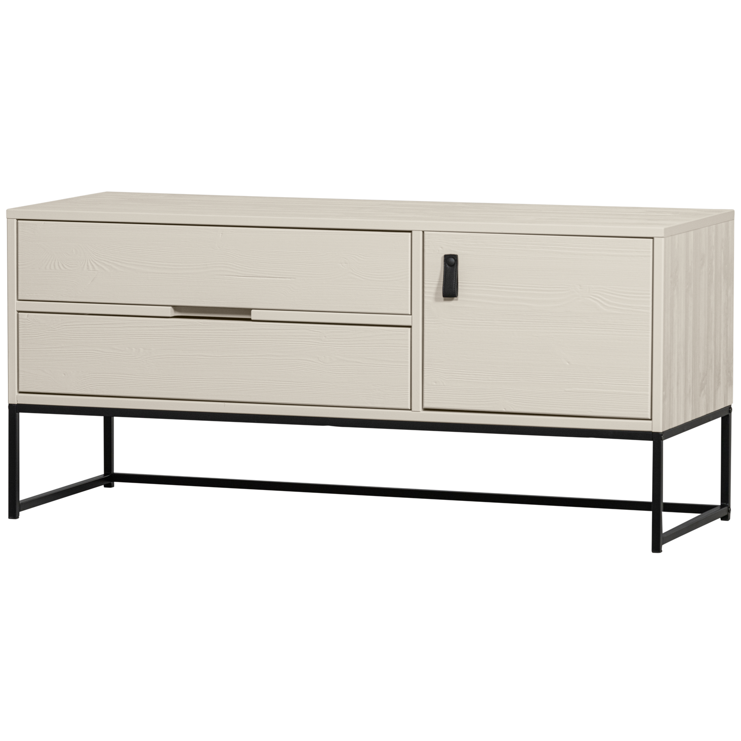Meuble TV 1 porte 2 tiroirs en bois de pin Silas 55x120 cm