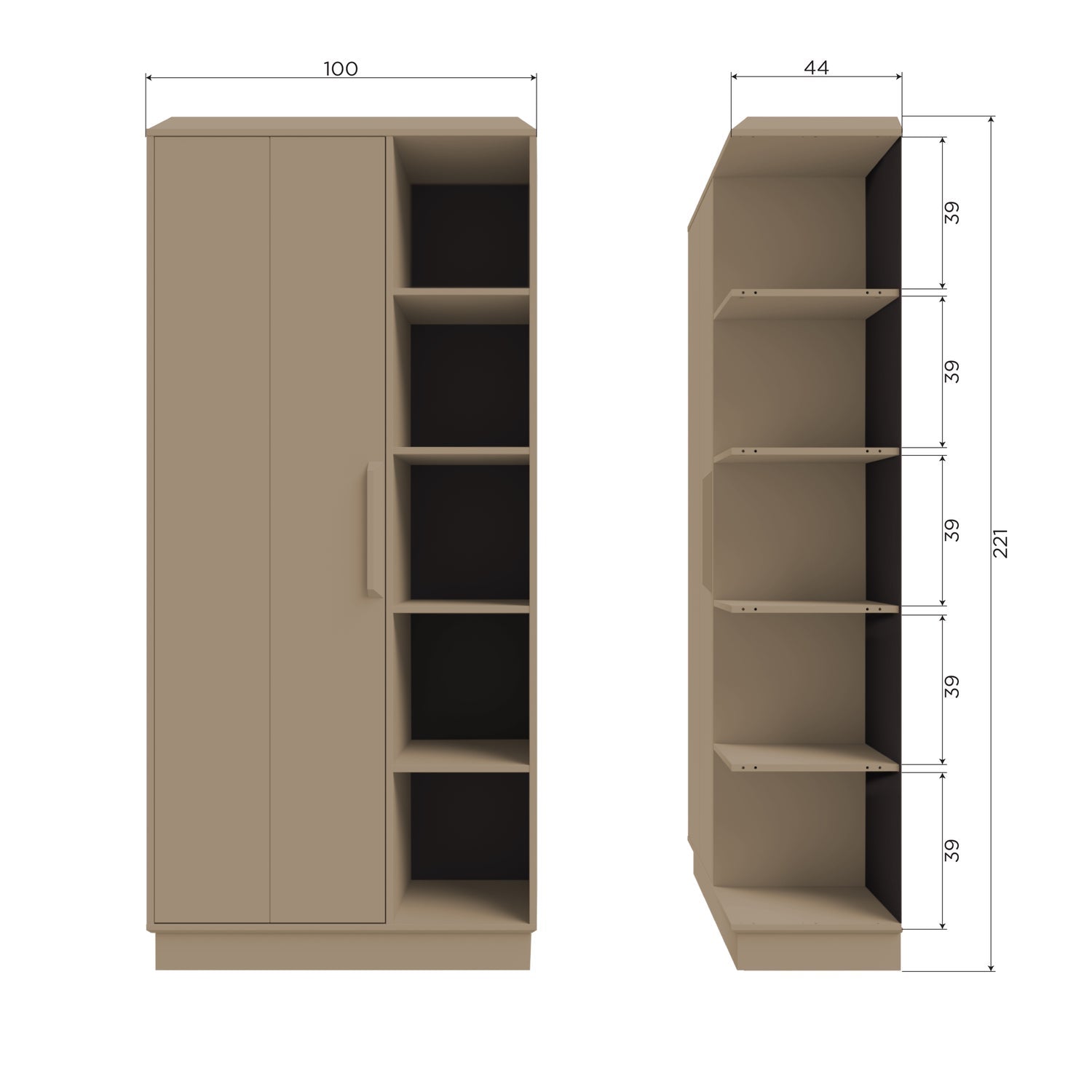Credenza 1 anta in legno di pino Lowen 221x100 cm