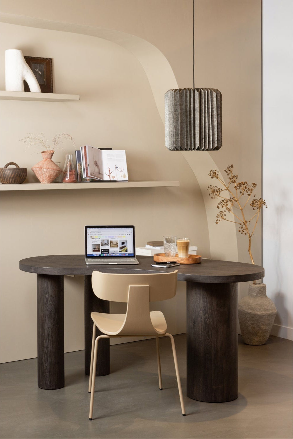 Table basse/bureau organique marron foncé Moon 75x150 cm