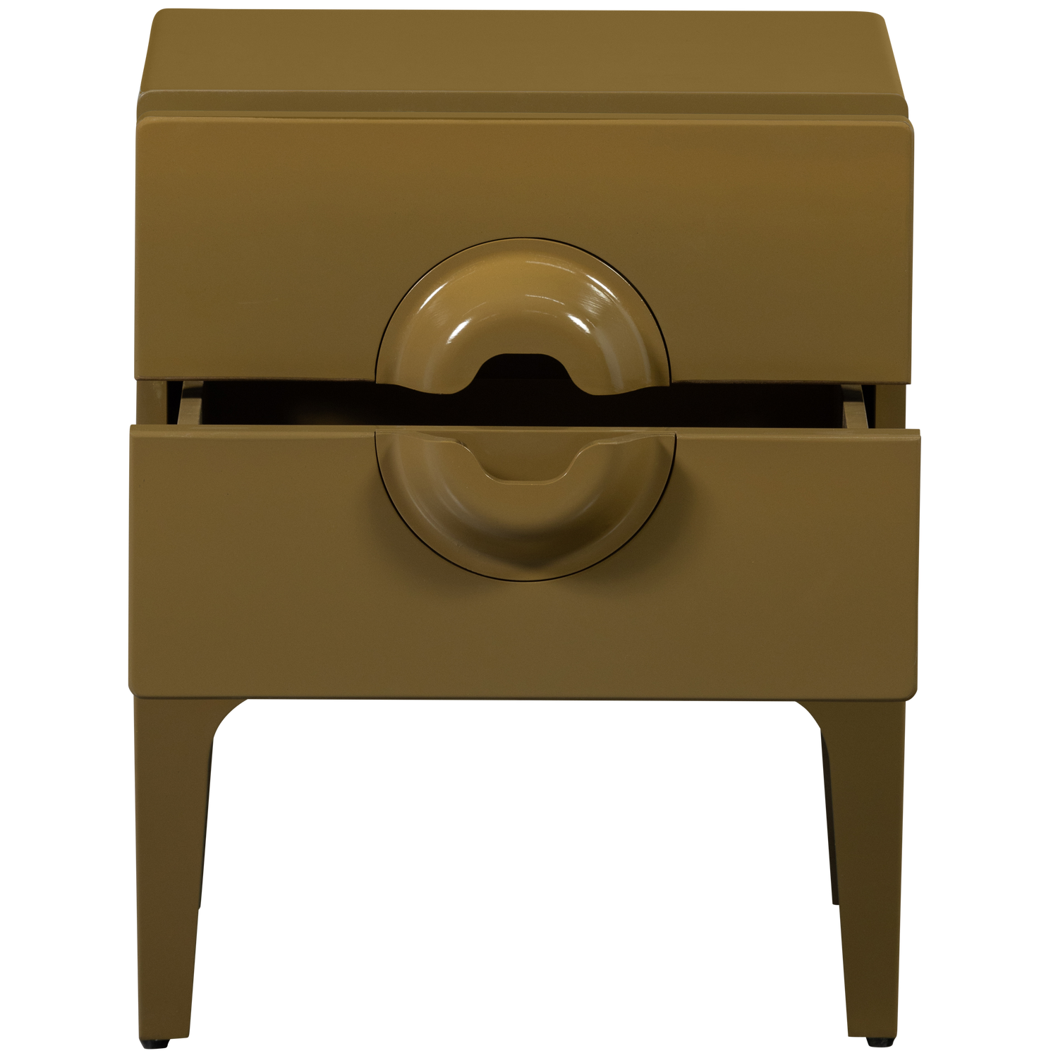 Table de chevet 2 tiroirs en bois jaune miel Merge 44x45 cm