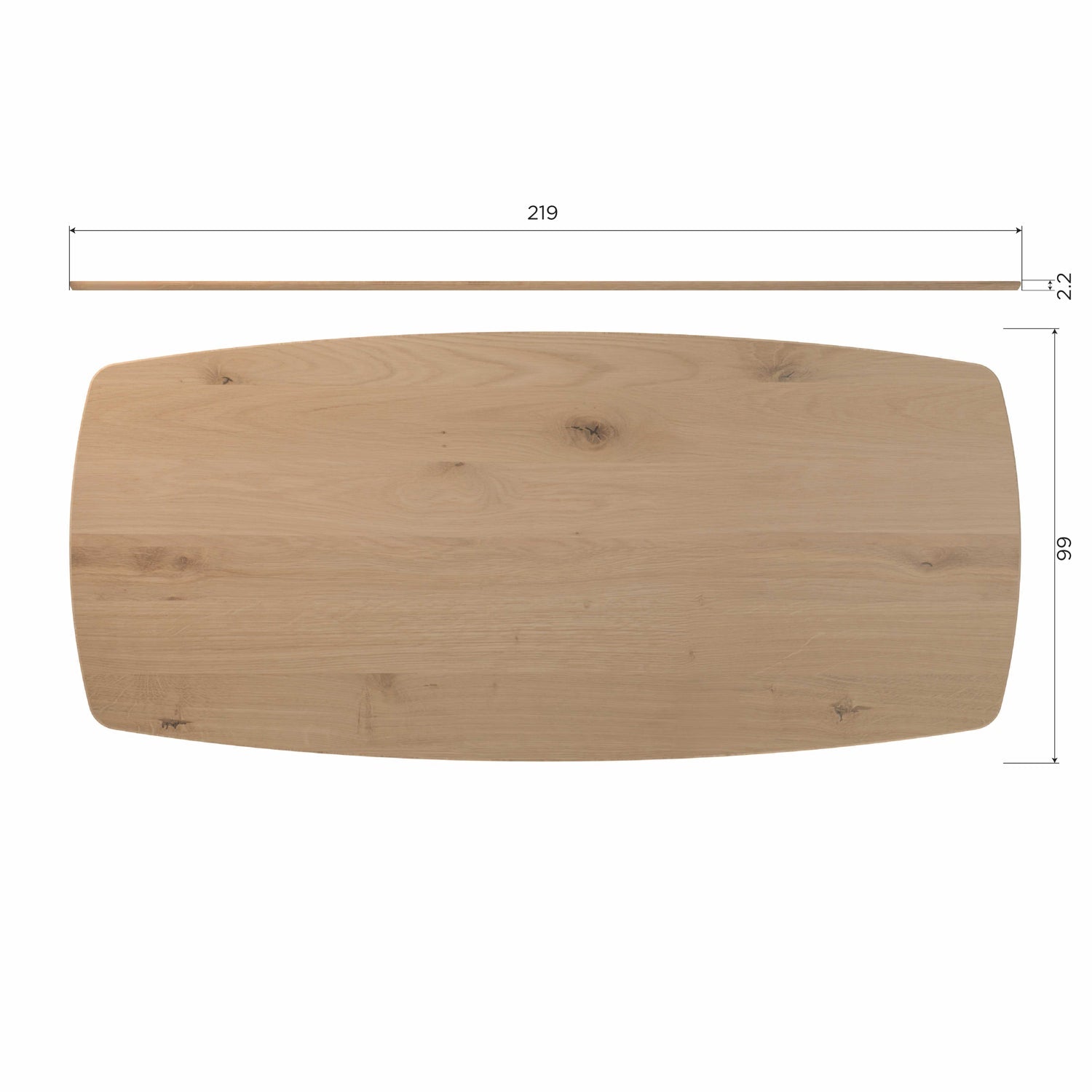 Tavolo da pranzo ovale in rovere Tablo 74x220 cm