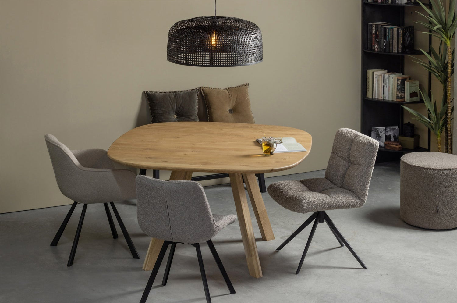 Lampada a sospensione in bambù nero Construct 30x65 cm